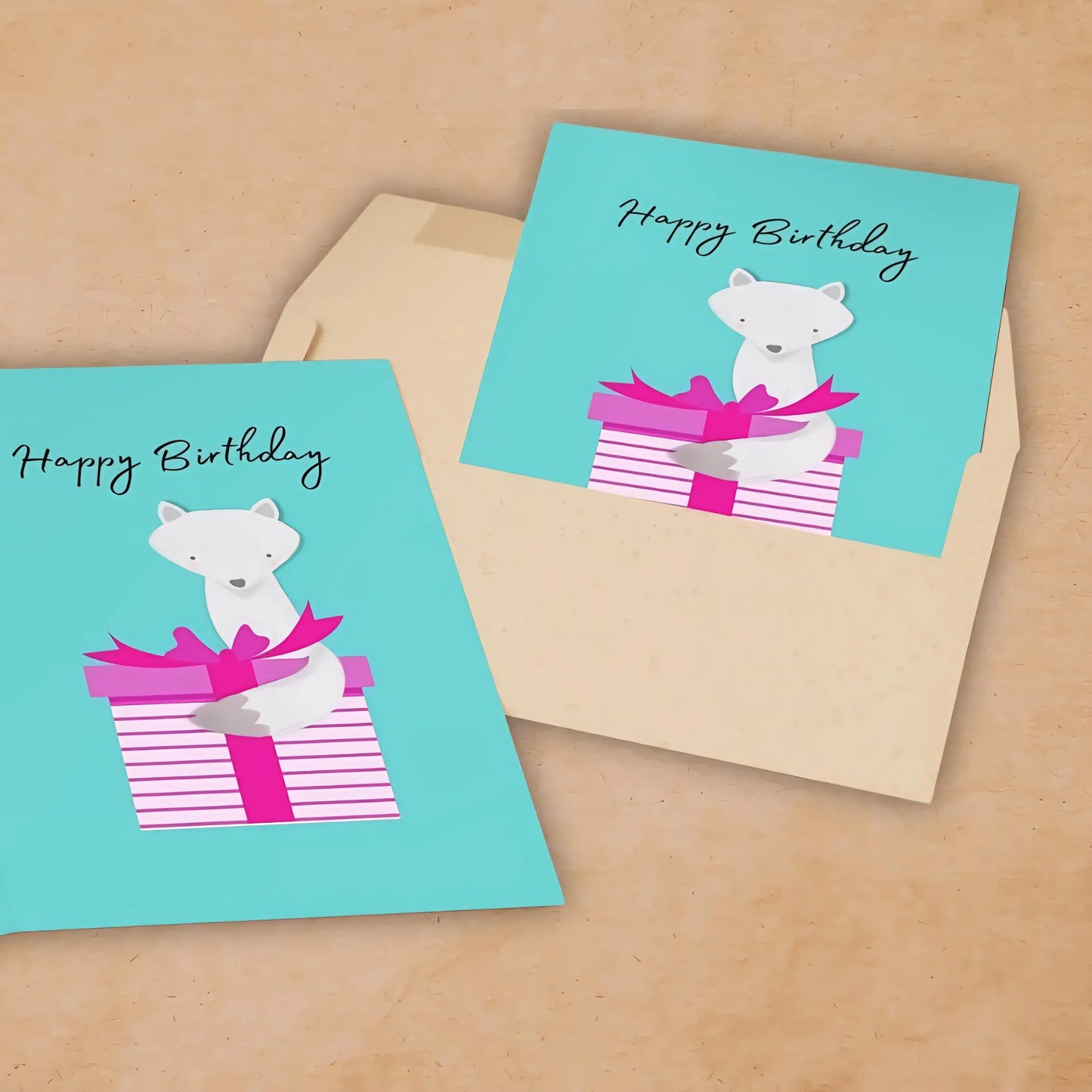 Arctic Fox Birthday Greeting Cards (1 or 10-pcs) - Birthday cards