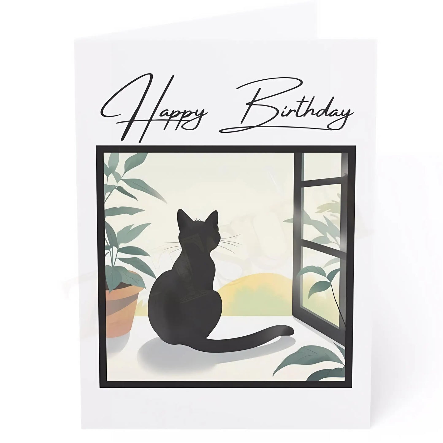 Black Cat Birthday Card. Ships from the US. - 5’’ x 7’’ (Vertical) / Coated (both sides) / 1 pc - Birthday cards