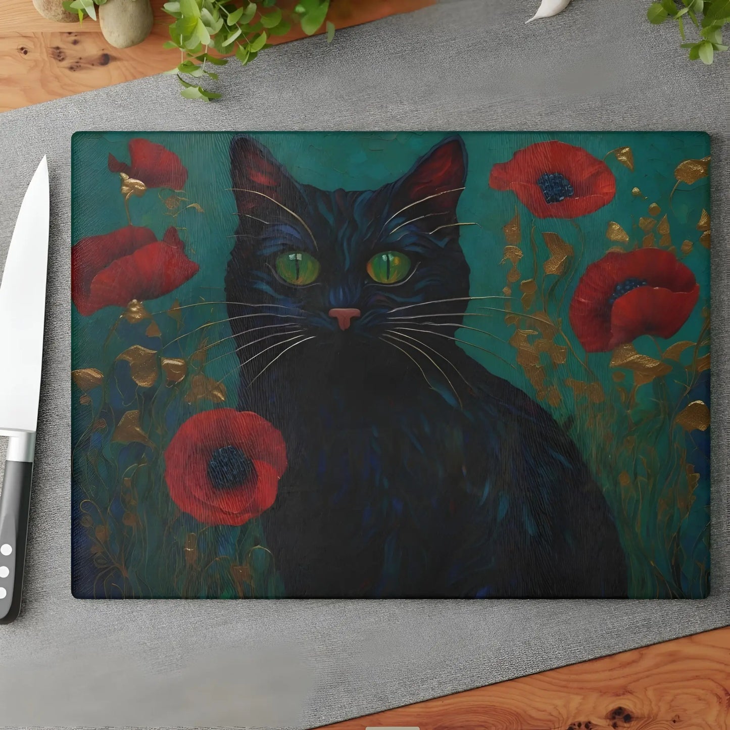 Black Cat Glass Cutting Board - 11’’ x 15’’ / Rectangle - Cutting boards