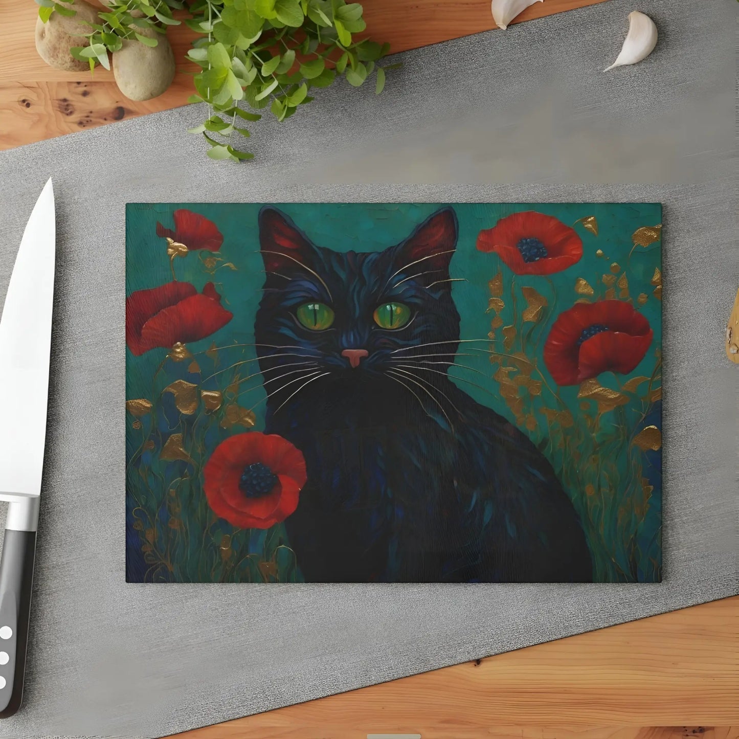 Black Cat Glass Cutting Board - 8’’ x 11’’ / Rectangle - Cutting boards
