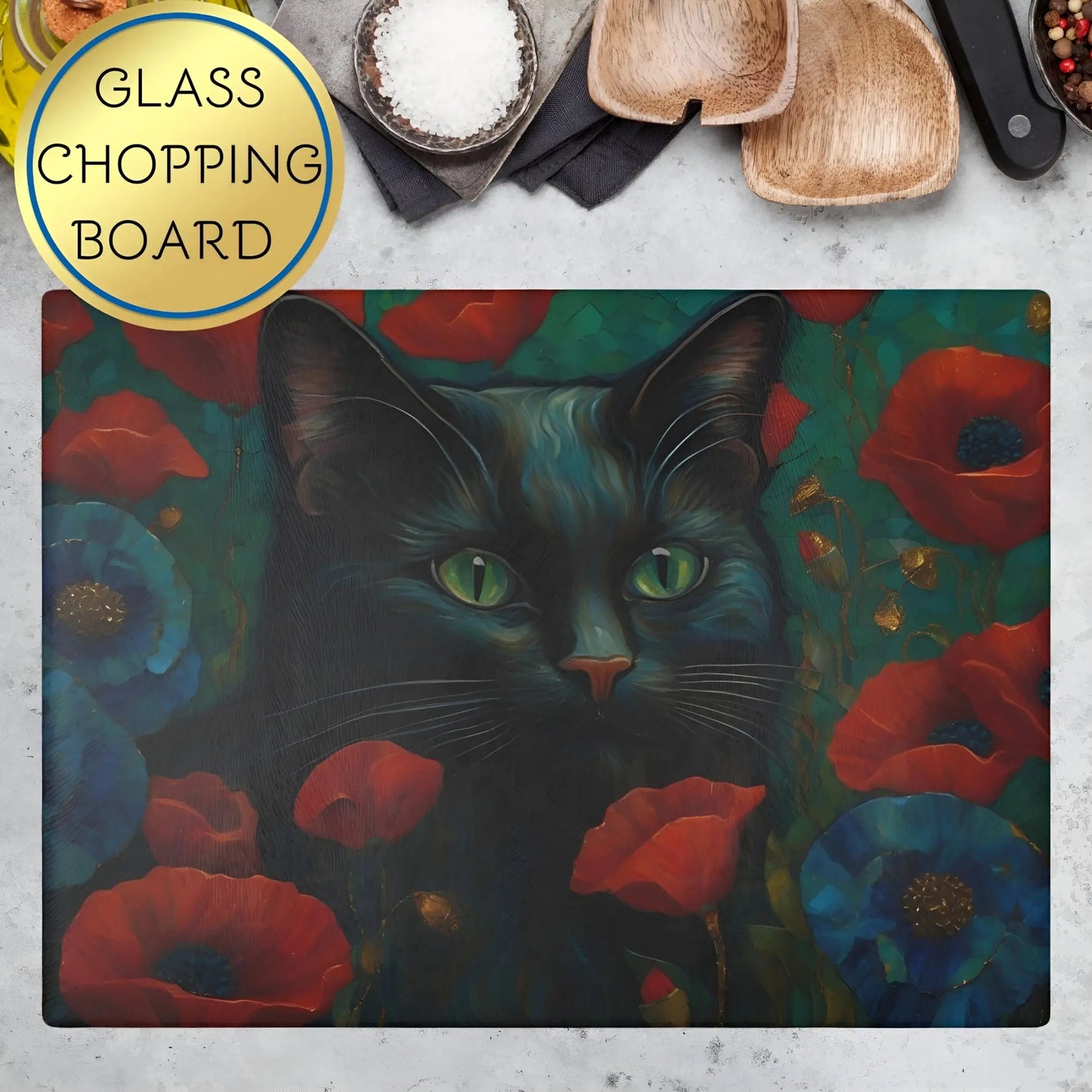 Black Kitten Glass Cutting Board - Cutting boards