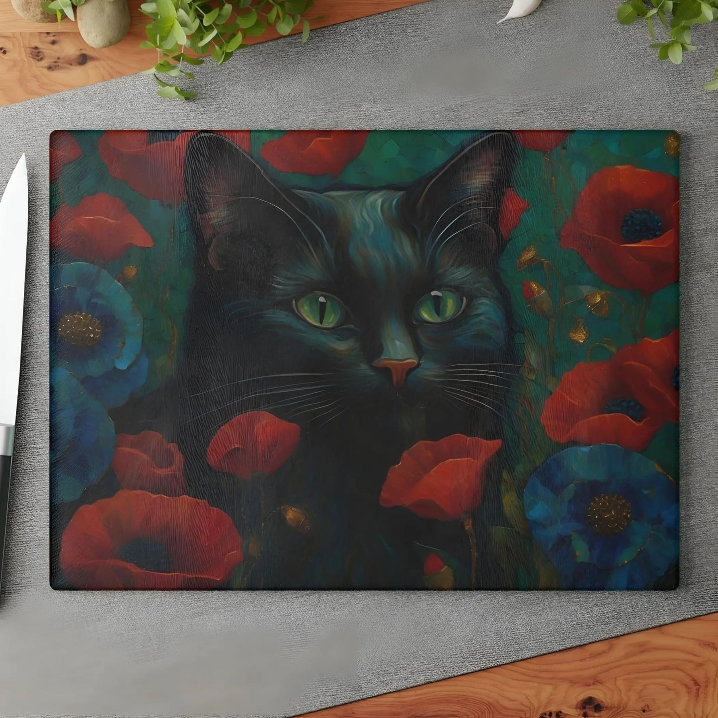 Black Kitten Glass Cutting Board - 11’’ x 15’’ / Rectangle - Cutting boards