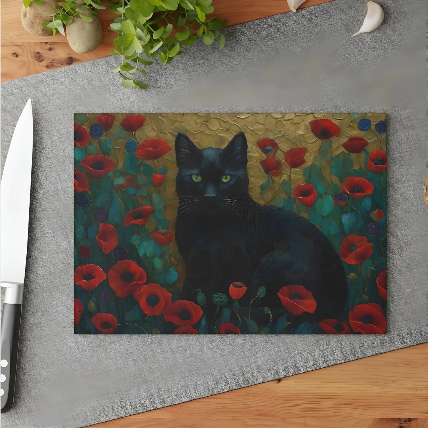 Black Cat Glass Cutting Board - 8’’ x 11’’ / Rectangle - Cutting boards