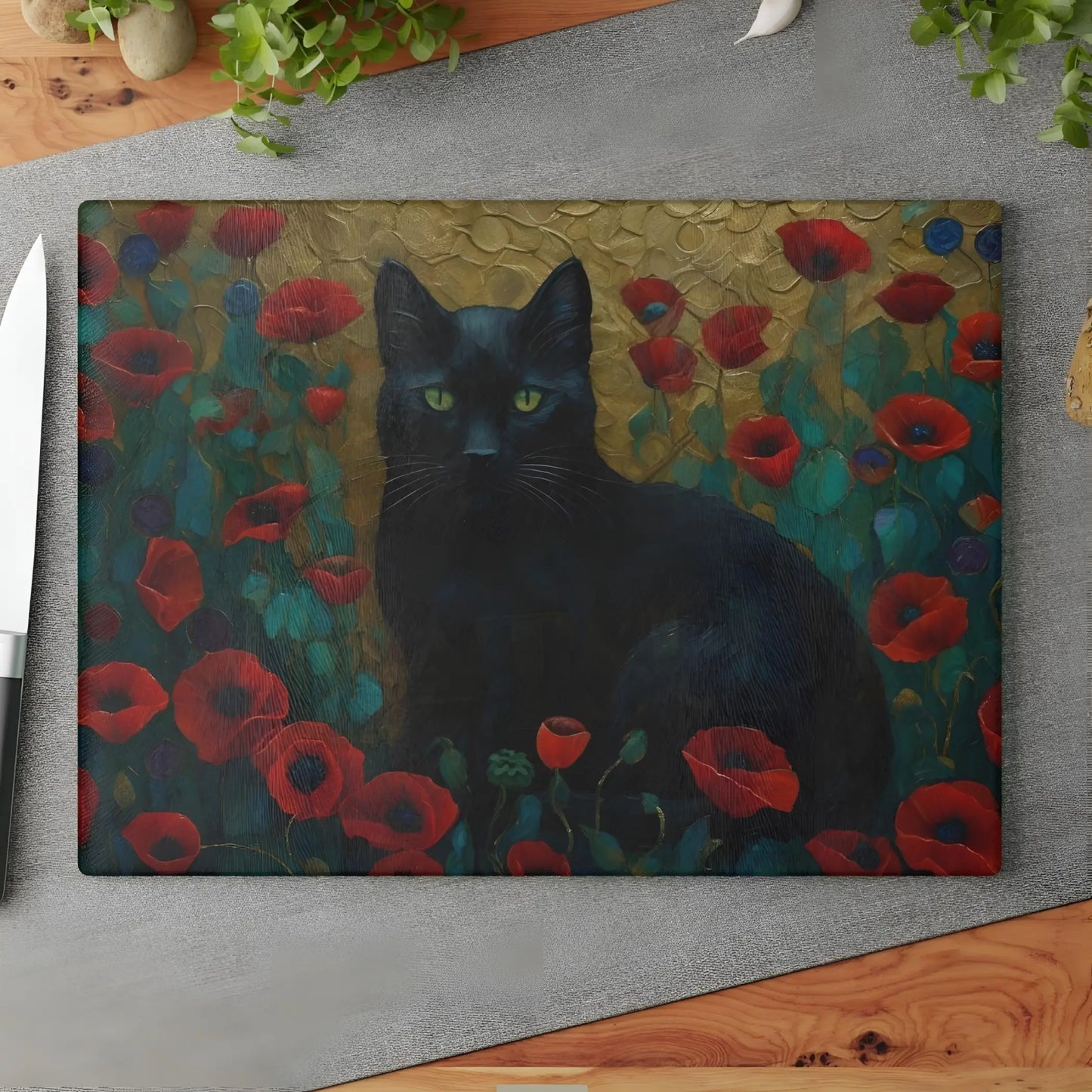 Black Cat Glass Cutting Board - 11’’ x 15’’ / Rectangle - Cutting boards