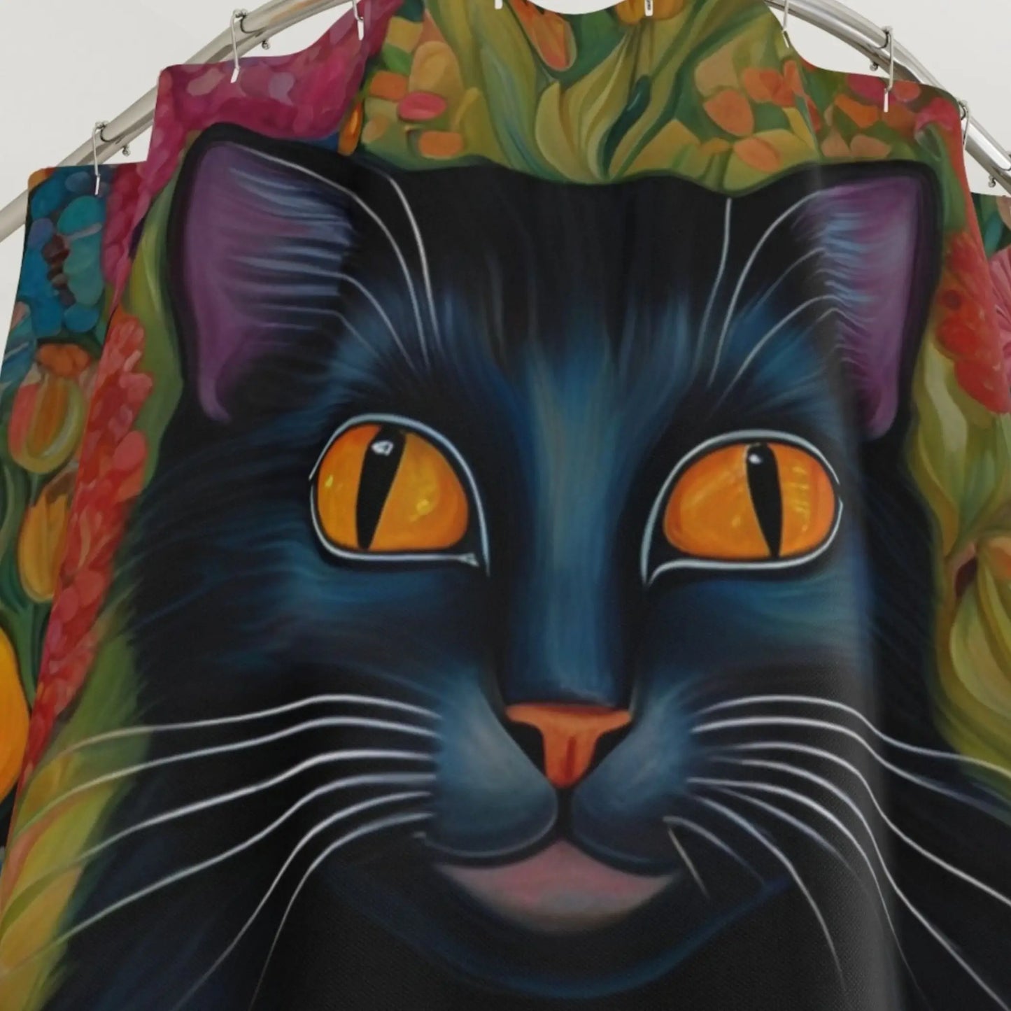 Black Cat Shower Curtain. - 71’’ × 74’’ - Shower curtain