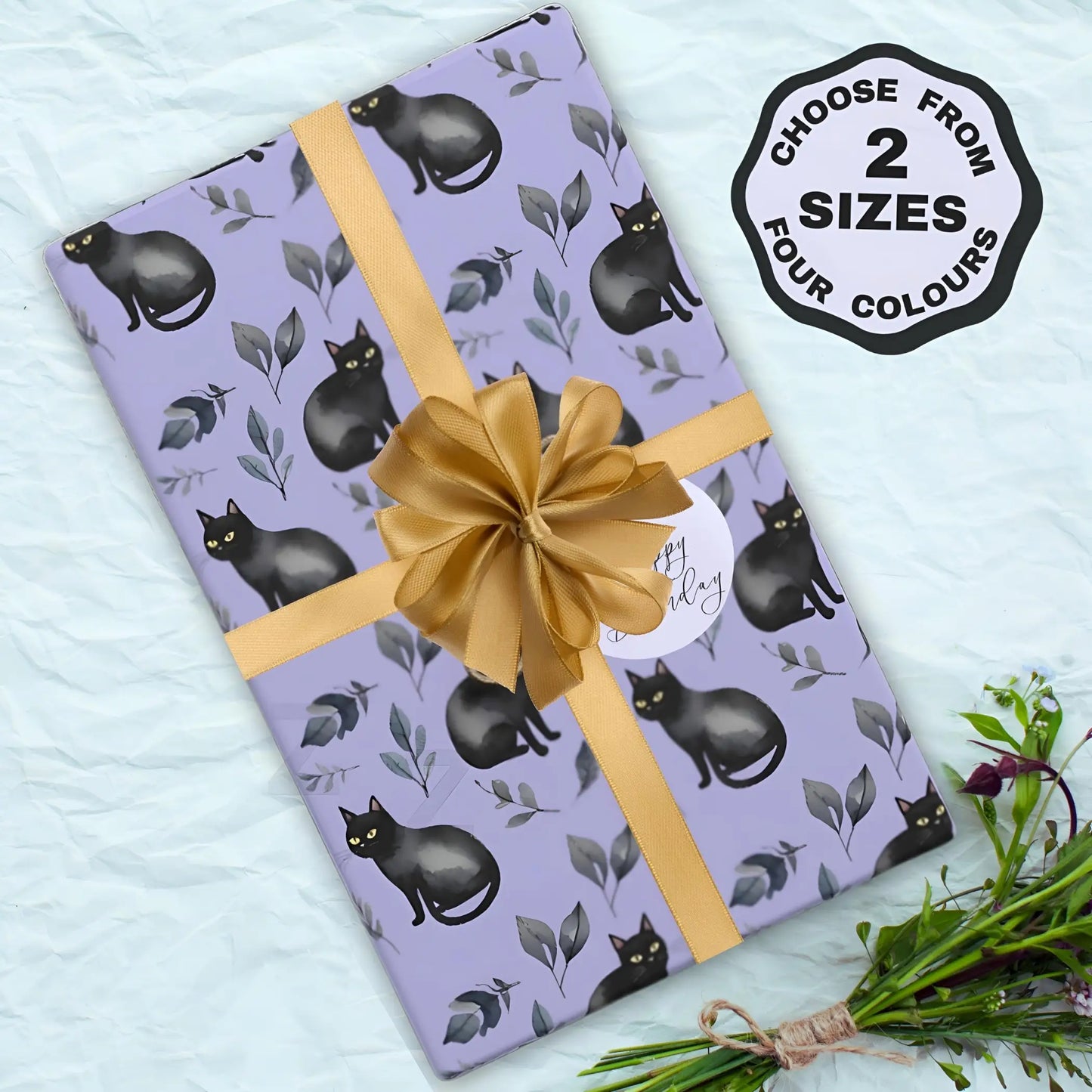 Black Cats Wrapping Paper Sheet - 20’’ x 28’’ / Single sheet / Satin - Wrapping paper