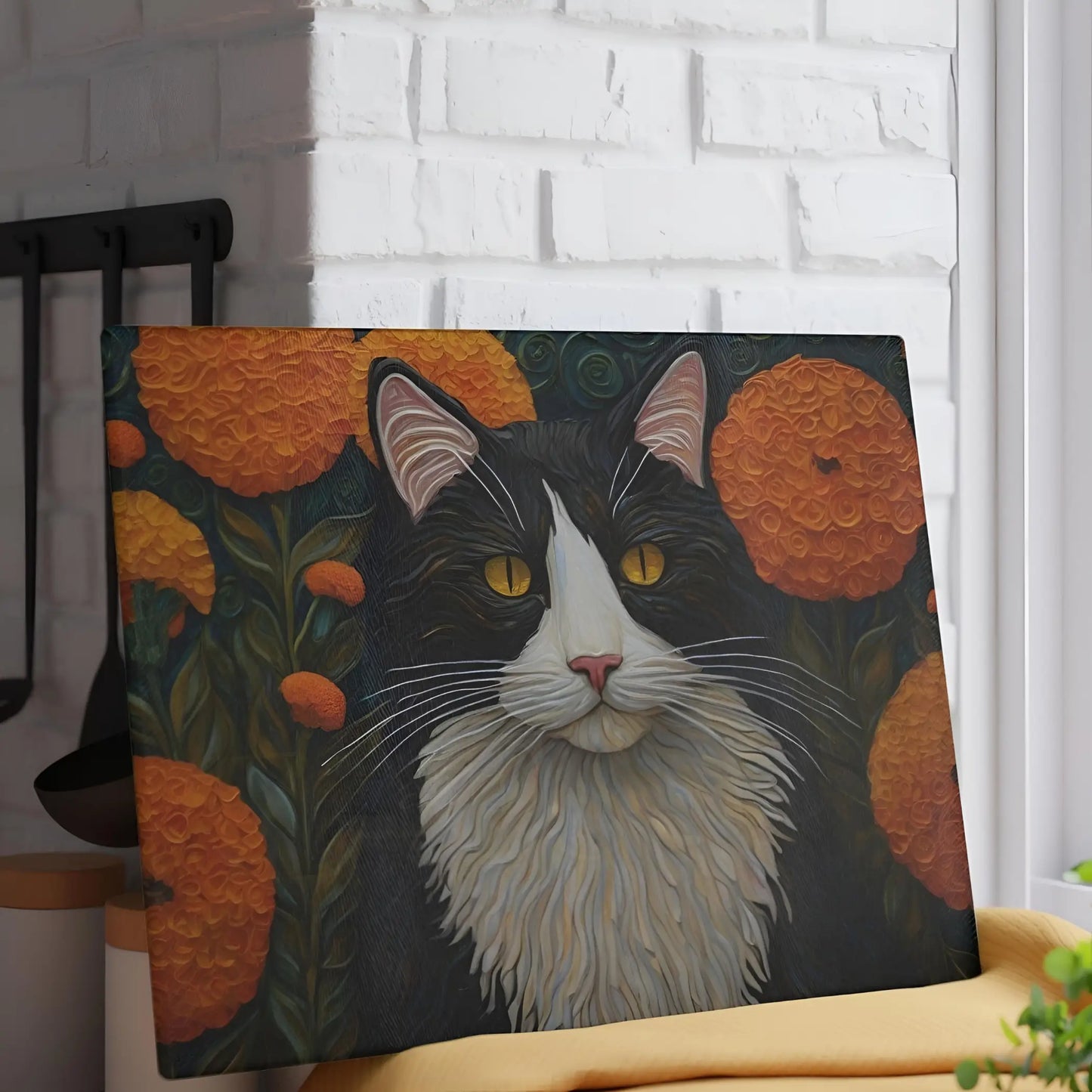 Black and White Cat Glass Cutting Board - Cutting boards