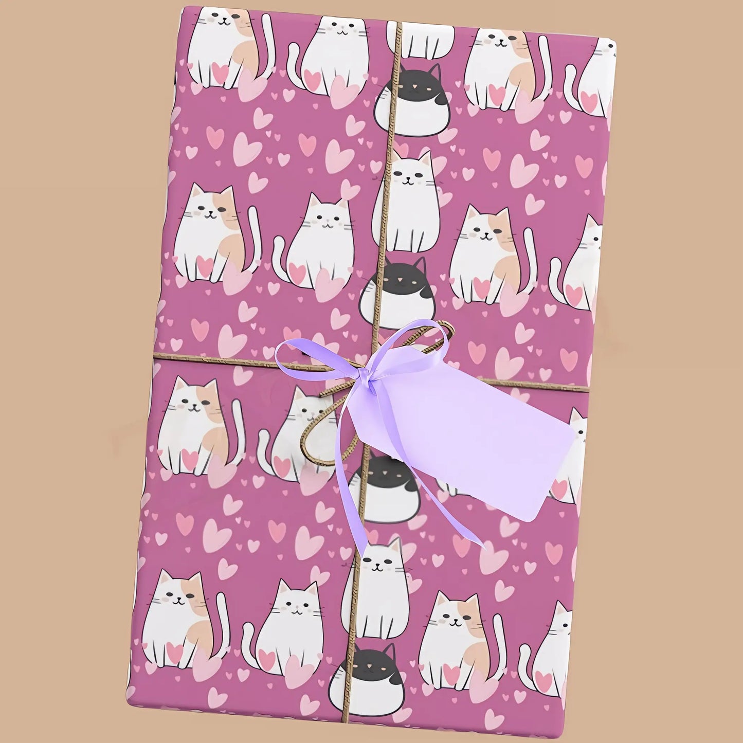 Cat Love Wrapping Paper - 20’’ x 28’’ / Single sheet / Satin - Wrapping paper