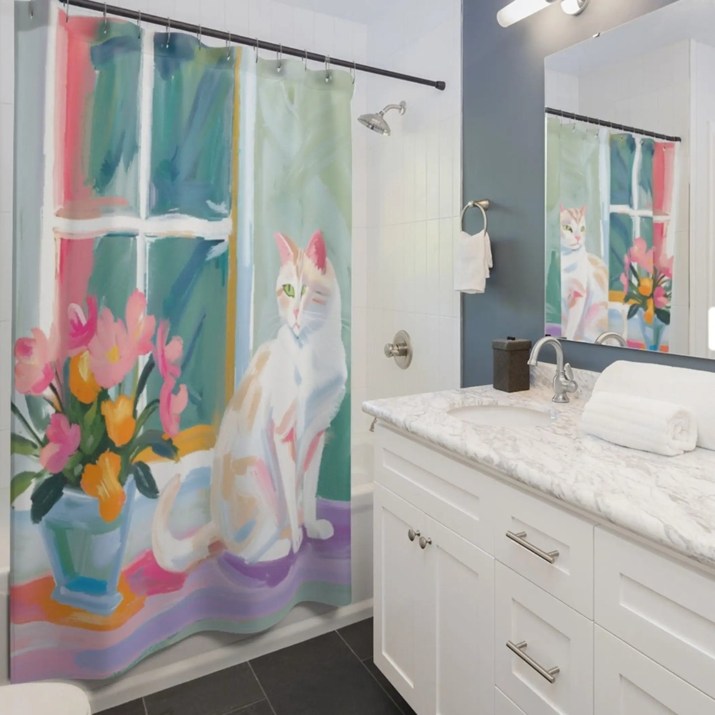 Cat Shower Curtain. - 71’’ × 74’’ - Shower curtain
