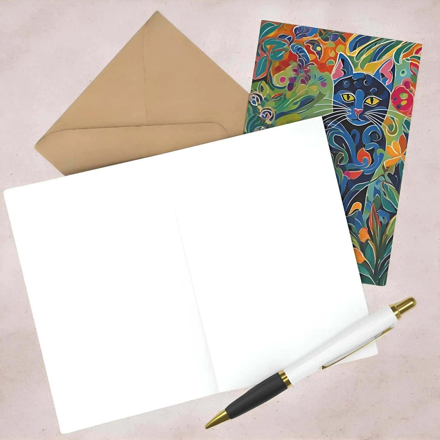 Colorful Cat Greeting Cards (7 pcs) - One size - All occasion cards