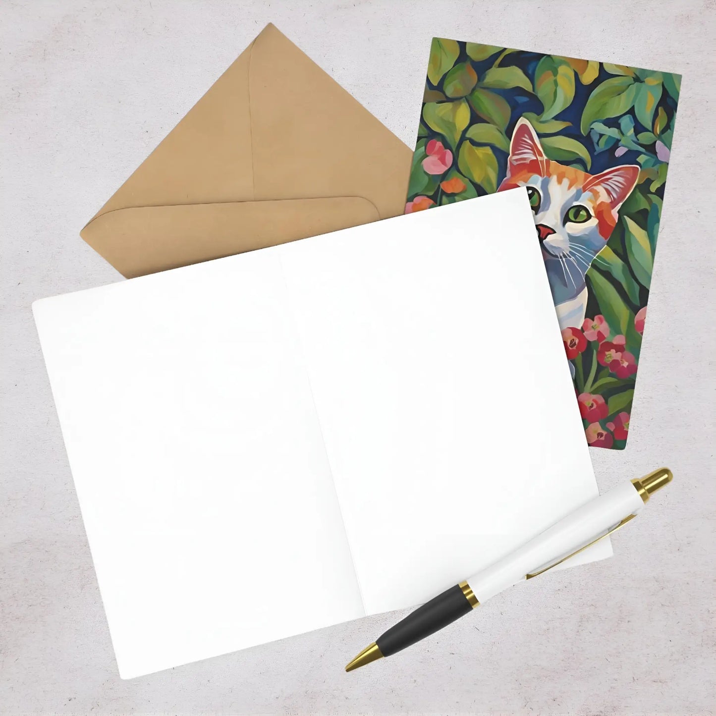 Colorful Cat Greeting Cards (7 pcs) - One size - All occasion cards