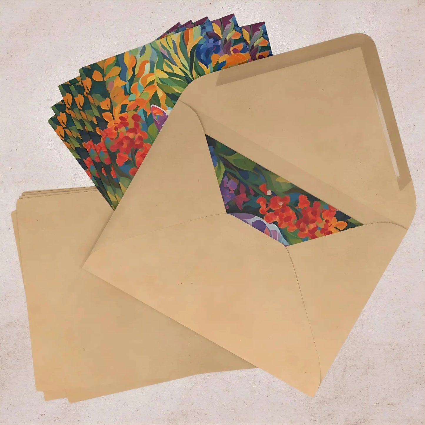 Colorful Cat Greeting Cards (7 pcs) - One size - All occasion cards