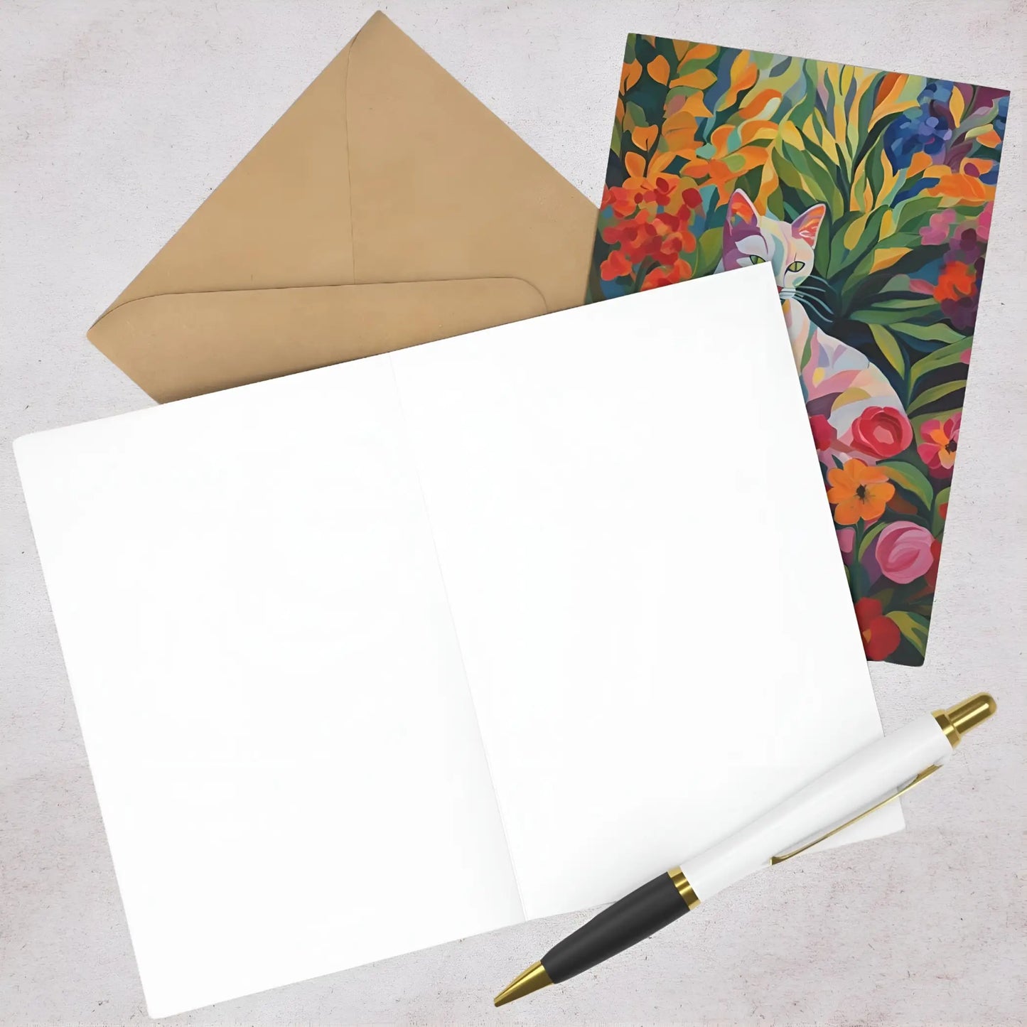 Colorful Cat Greeting Cards (7 pcs) - One size - All occasion cards