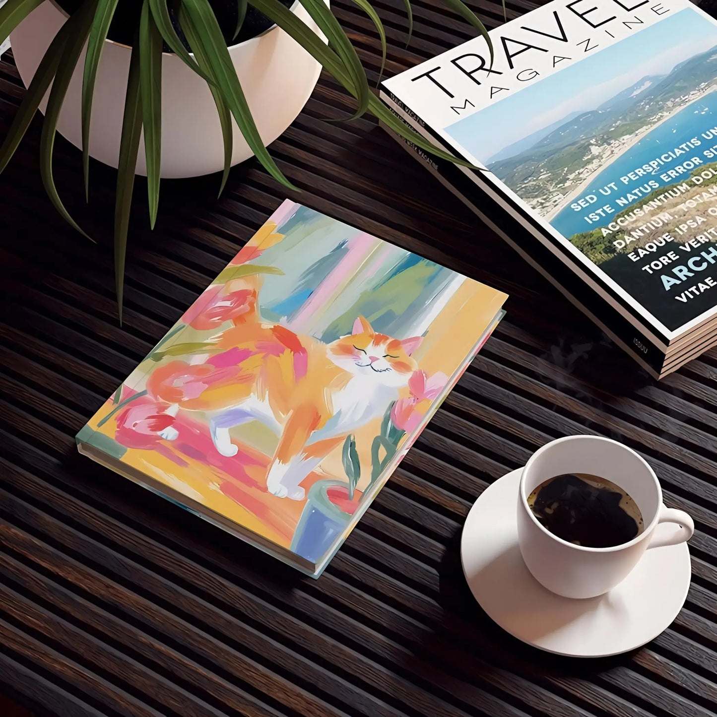 Colorful Cat Hard Backed Journal - Journals