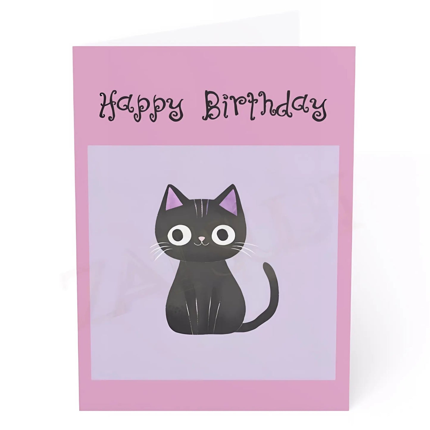 Cute Cat Birthday Card. Ships from the US. - 5’’ x 7’’ (Vertical) / Coated (both sides) / 1 pc - Birthday cards