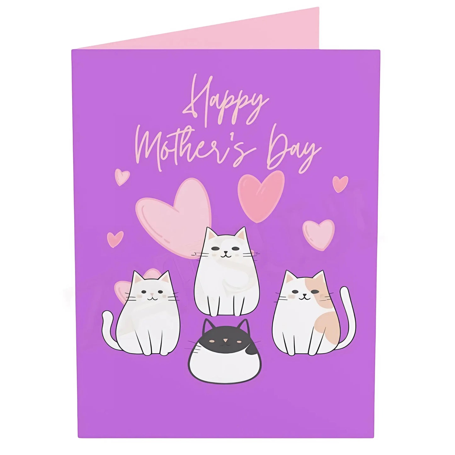 Cute Cat Mother’s Day Greeting Card - 4.6’’ x 6.25’’ (Vertical) / Coated (both sides) / 1 pc - Mothers day cards