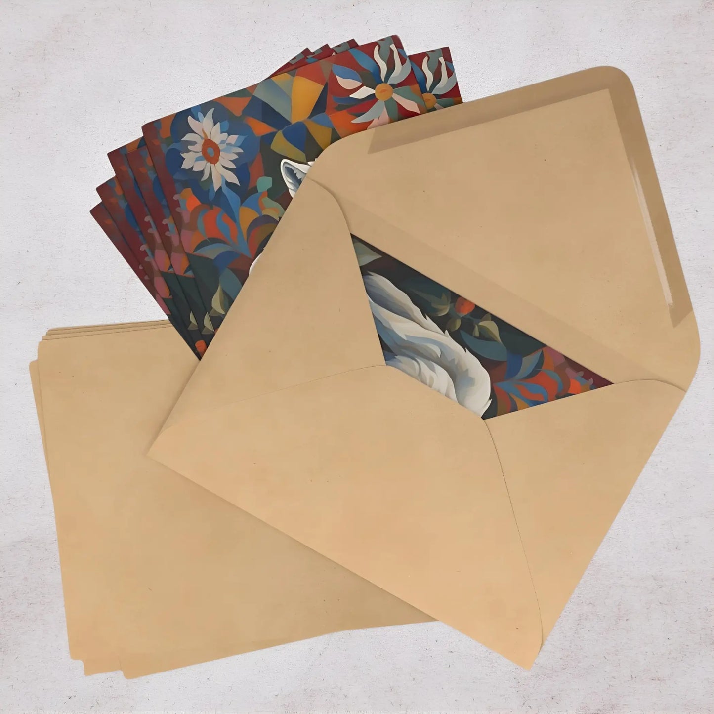 White Wolf Greeting Cards (7 pcs) - One size - All occasion cards
