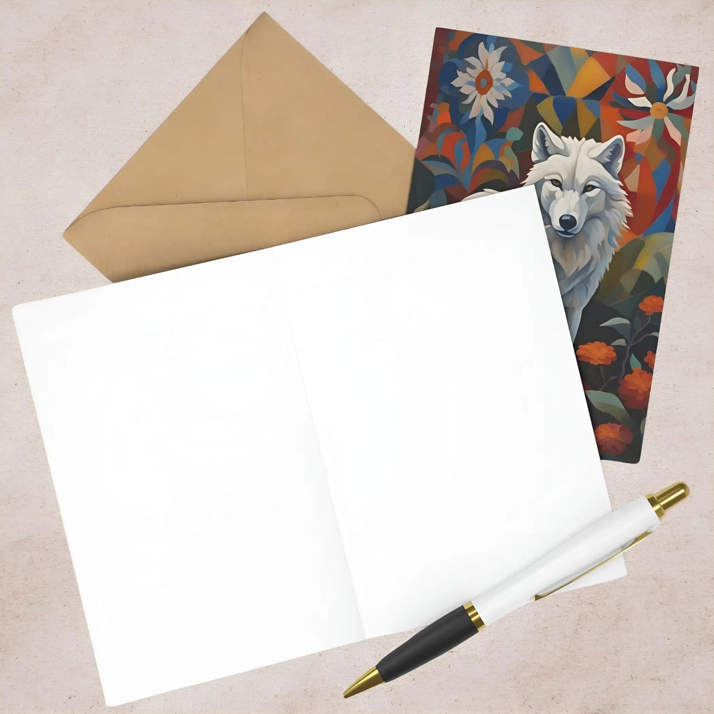 White Wolf Greeting Cards (7 pcs) - One size - All occasion cards