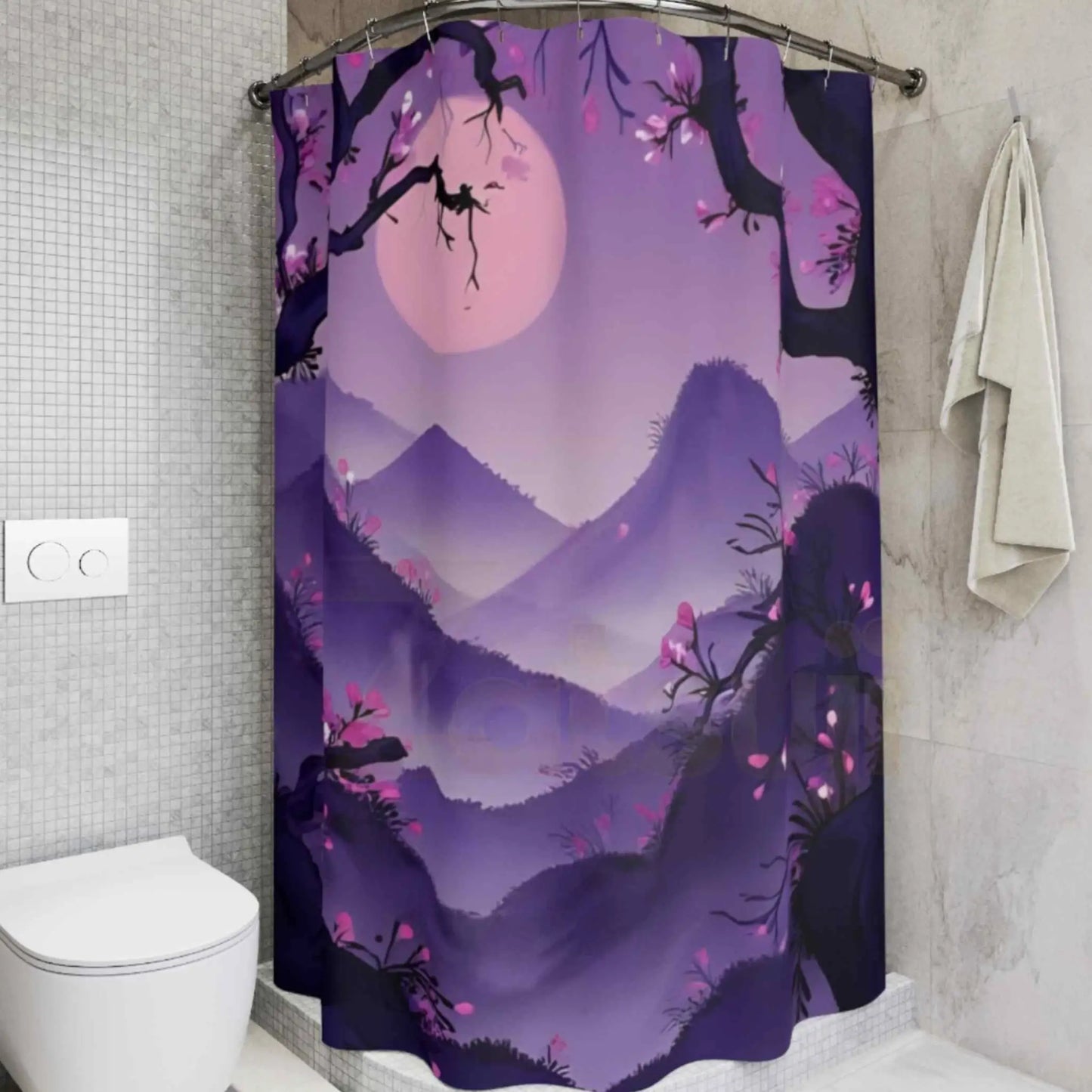 Enchanted Mountain Forest Shower Curtain. - 71’’ × 74’’ - Shower curtain