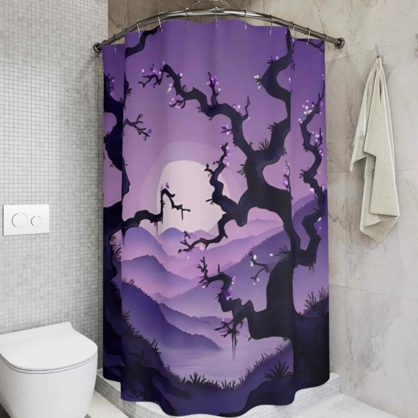 Enchanted Purple Trees Shower Curtain. - 71’’ × 74’’ - Home Decor