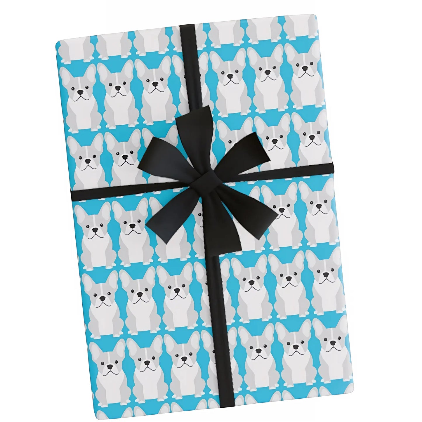 Gift wrapped version of French Bulldog wrapping paper