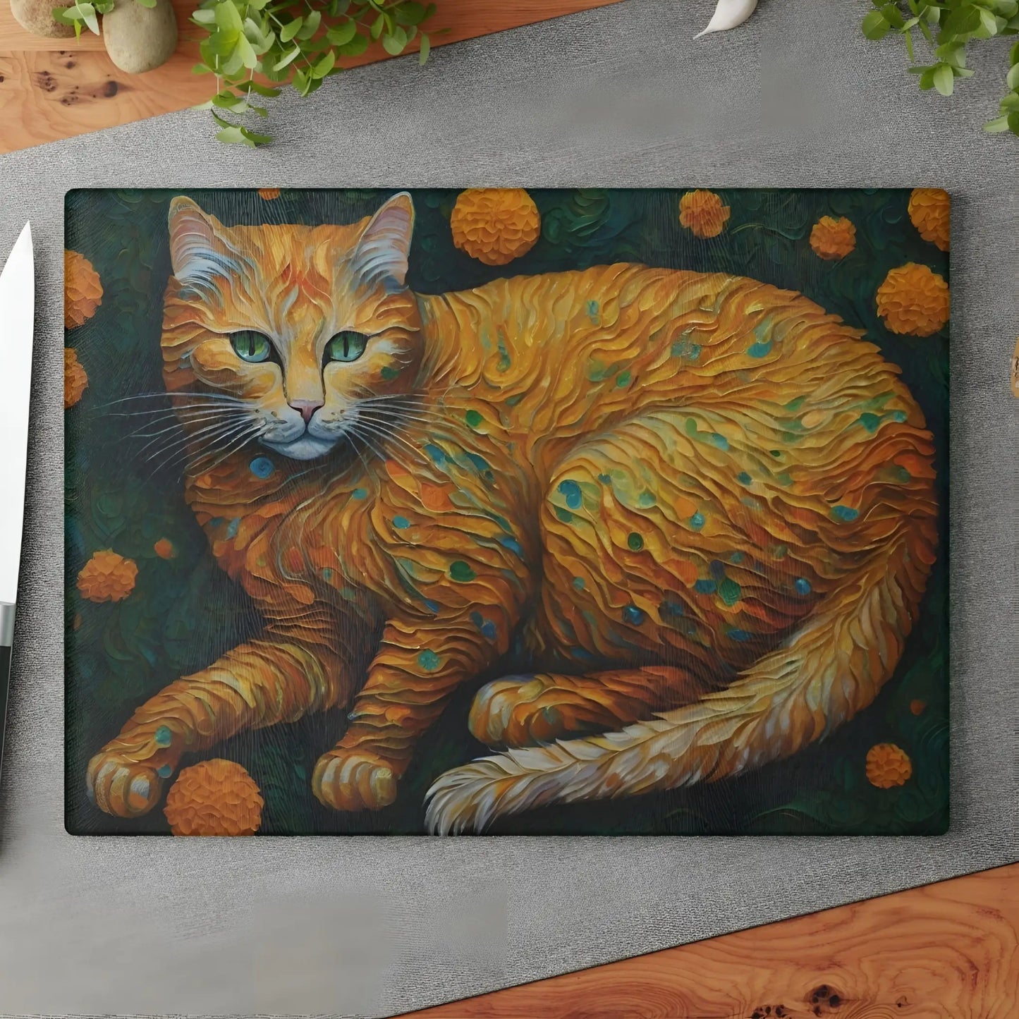 Ginger Cat Glass Cutting Board - 11’’ x 15’’ / Rectangle - Cutting boards