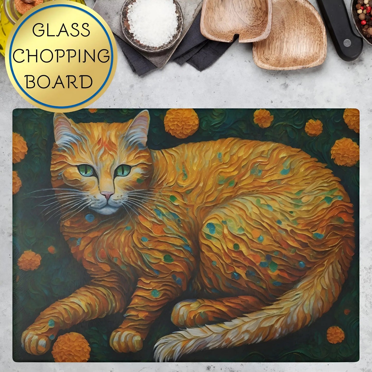 Ginger Cat Glass Cutting Board - Cutting boards