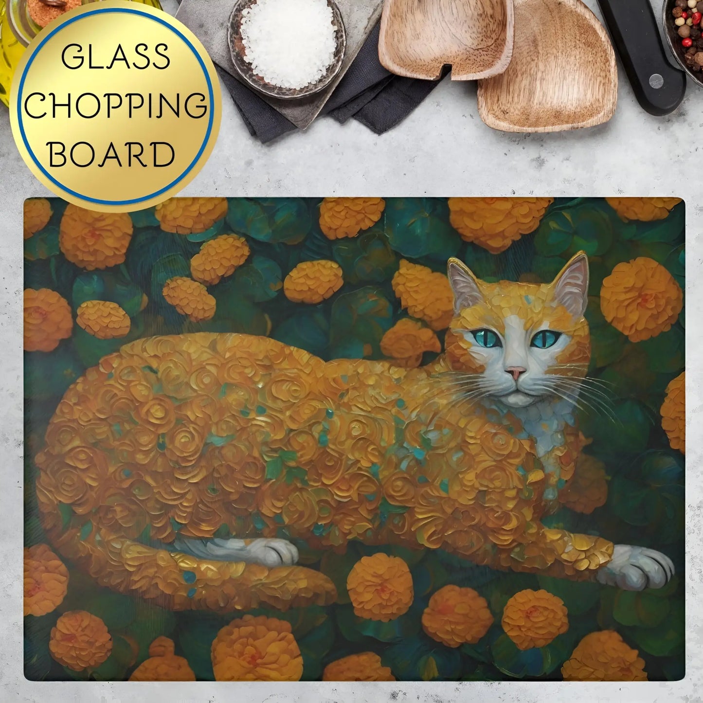 Ginger Cat Glass Cutting Board - Cutting boards