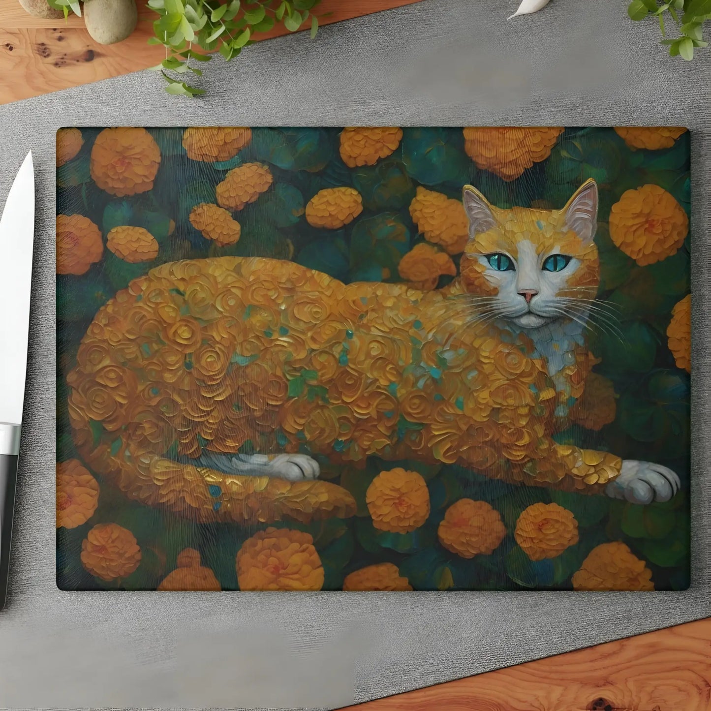 Ginger Cat Glass Cutting Board - 11’’ x 15’’ / Rectangle - Cutting boards