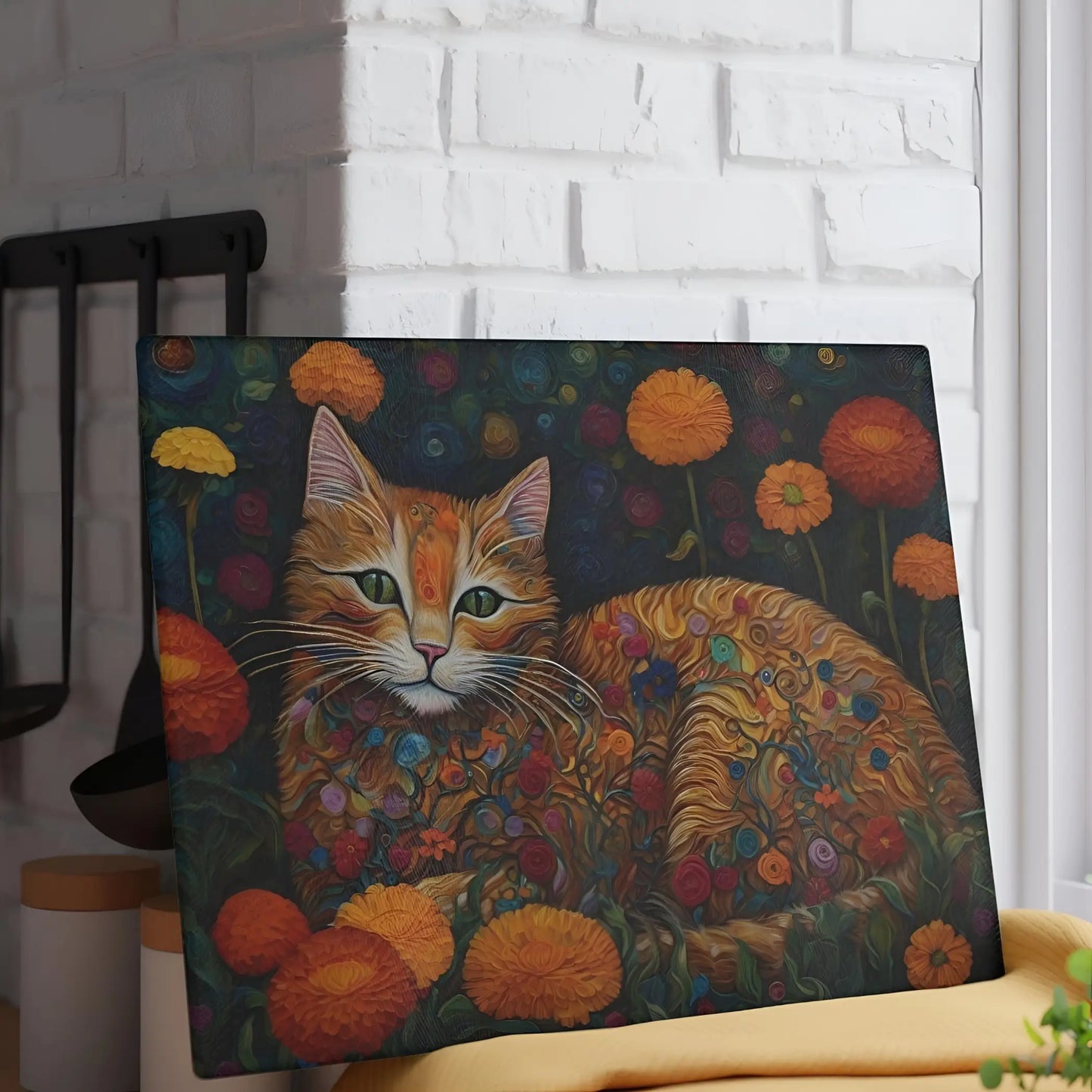 Ginger Cat Glass Cutting Board - Home Decor