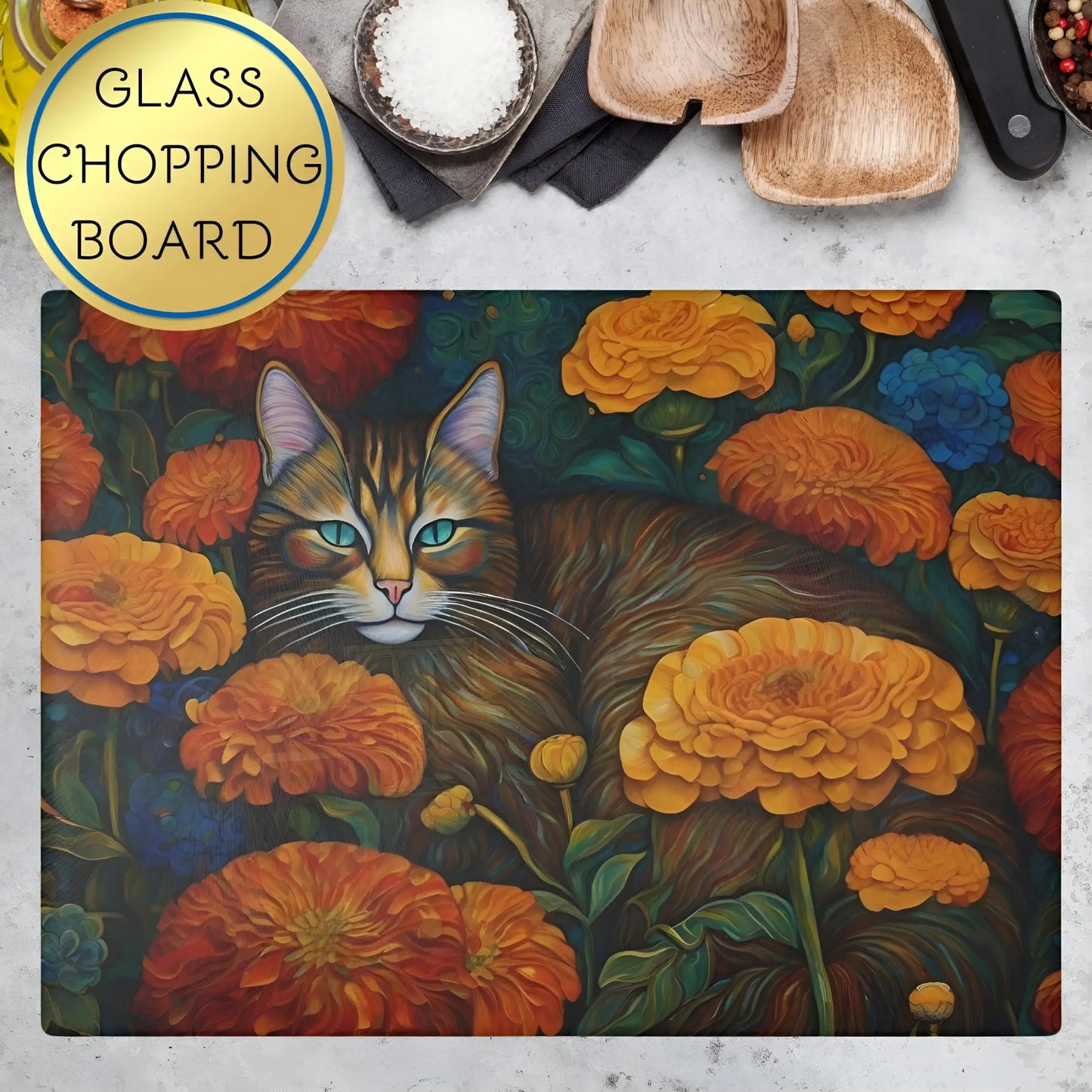 Ginger Cat Glass Cutting Board - Cutting boards