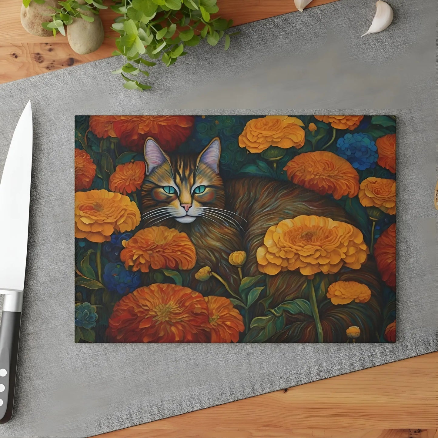 Ginger Cat Glass Cutting Board - 8’’ x 11’’ / Rectangle - Cutting boards