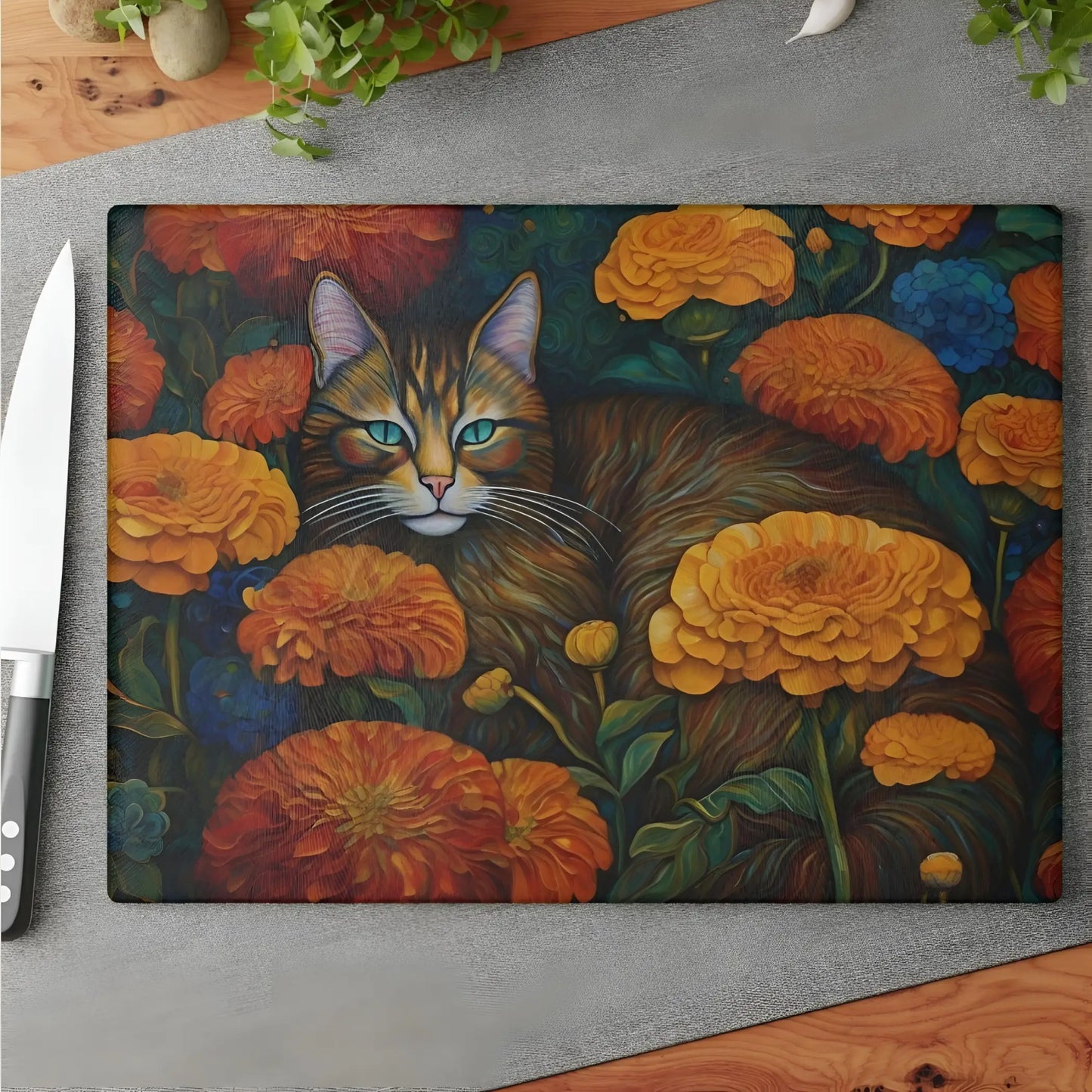 Ginger Cat Glass Cutting Board - 11’’ x 15’’ / Rectangle - Cutting boards