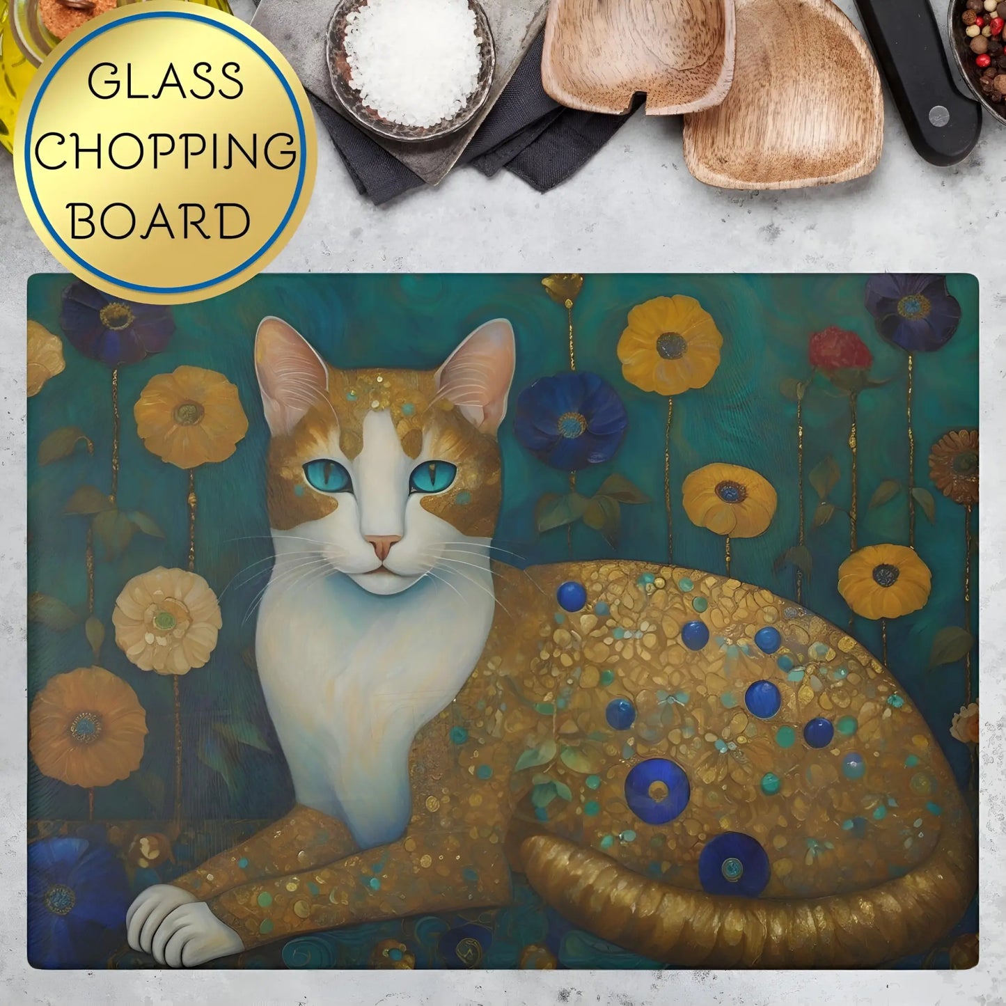 Ginger Cat Glass Cutting Board - Cutting boards