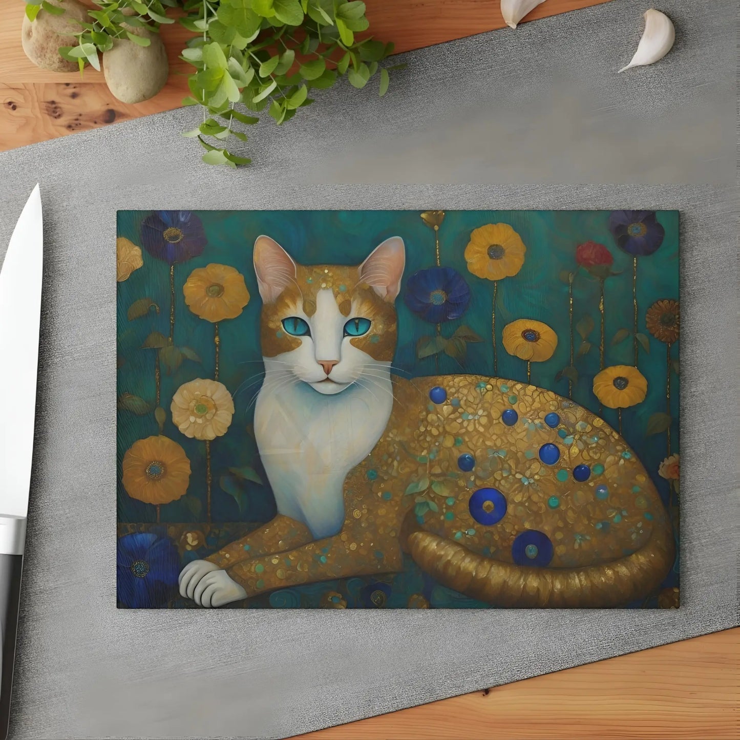 Ginger Cat Glass Cutting Board - 8’’ x 11’’ / Rectangle - Cutting boards