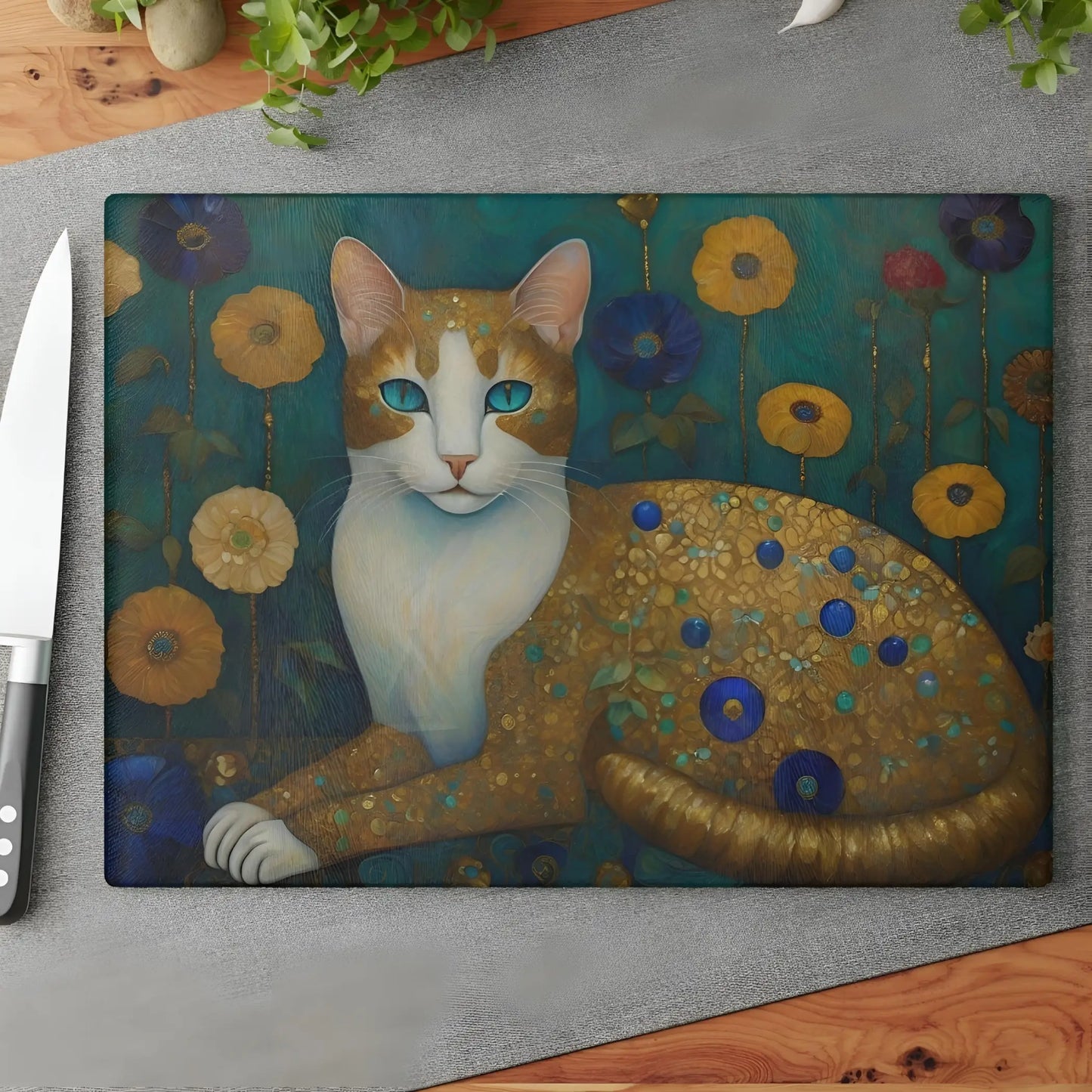 Ginger Cat Glass Cutting Board - 11’’ x 15’’ / Rectangle - Cutting boards