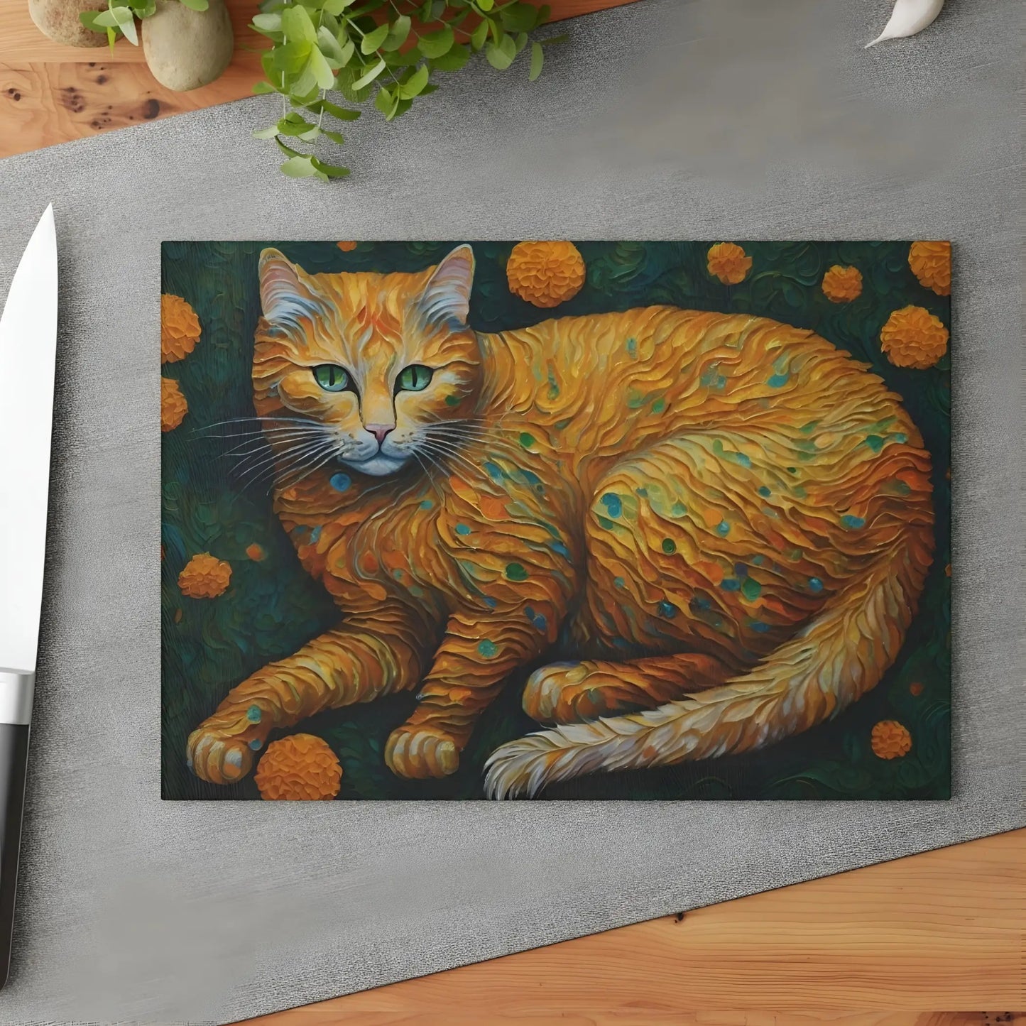 Ginger Cat Glass Cutting Board - 8’’ x 11’’ / Rectangle - Cutting boards