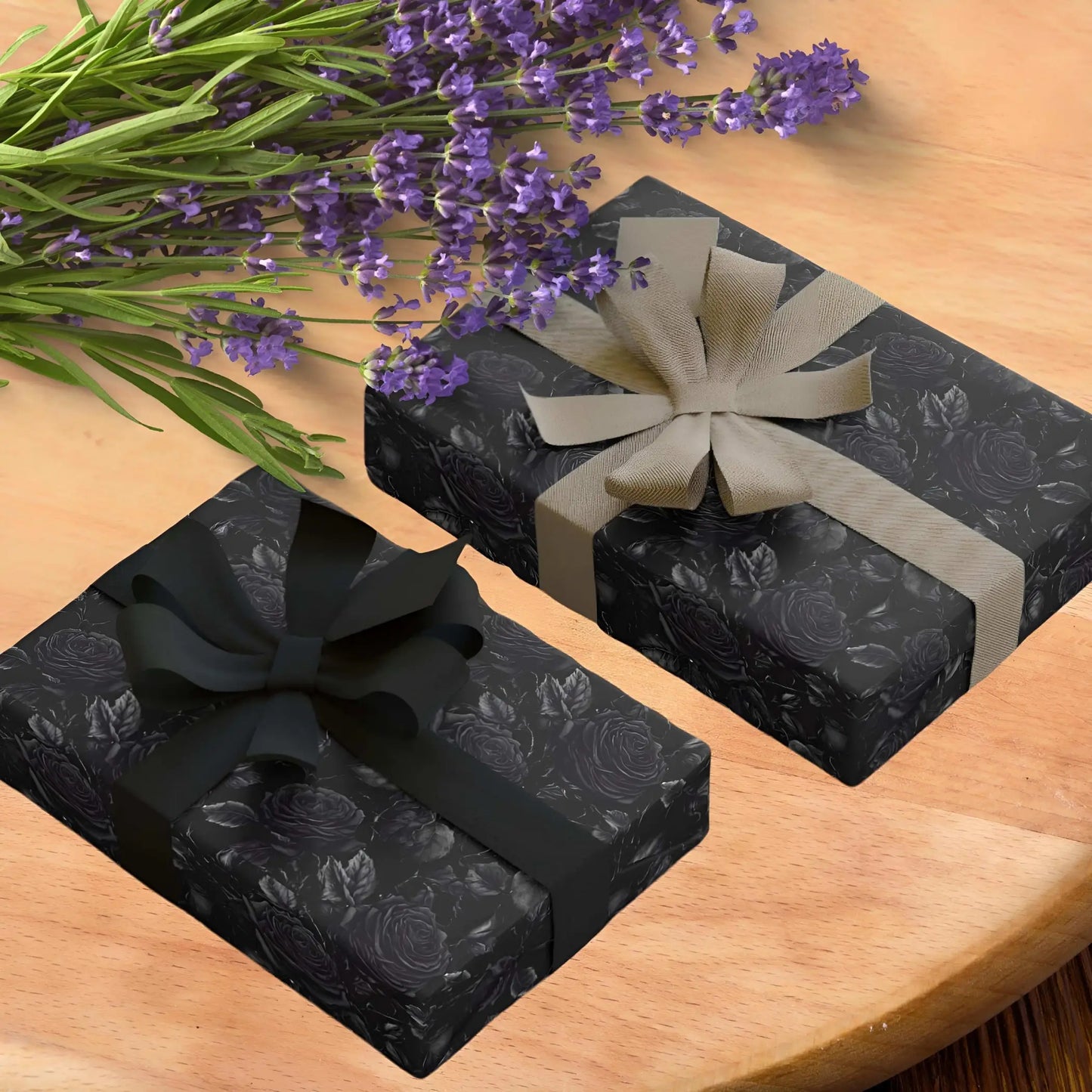 Black paper with gothic black roses