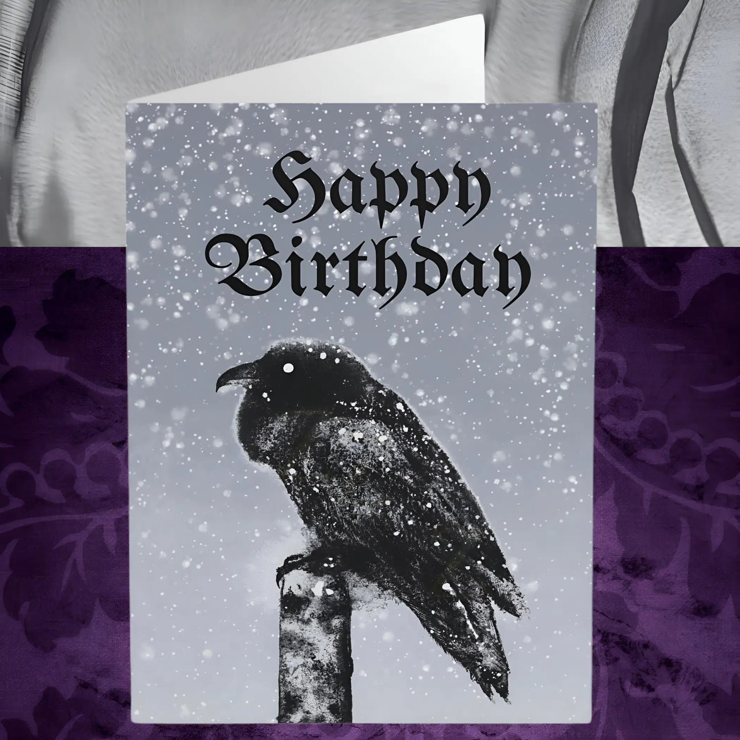 Gothic Crow Greeting Cards (5 Pack) - 5.8” x 8.2” / Semi Glossy / 5 pcs - Custom greeting cards