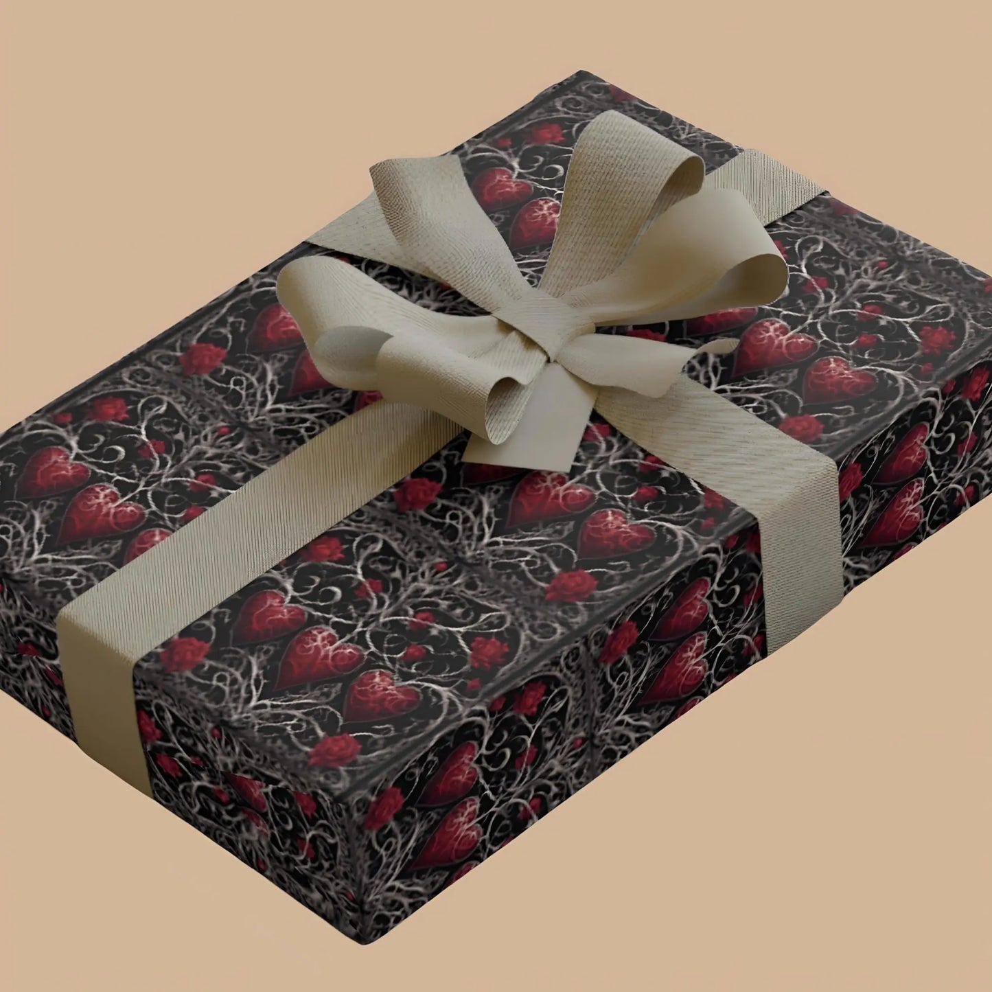 Gothic Hearts Wrapping Paper - 28’’ x 39’’ / Satin - Wrapping paper