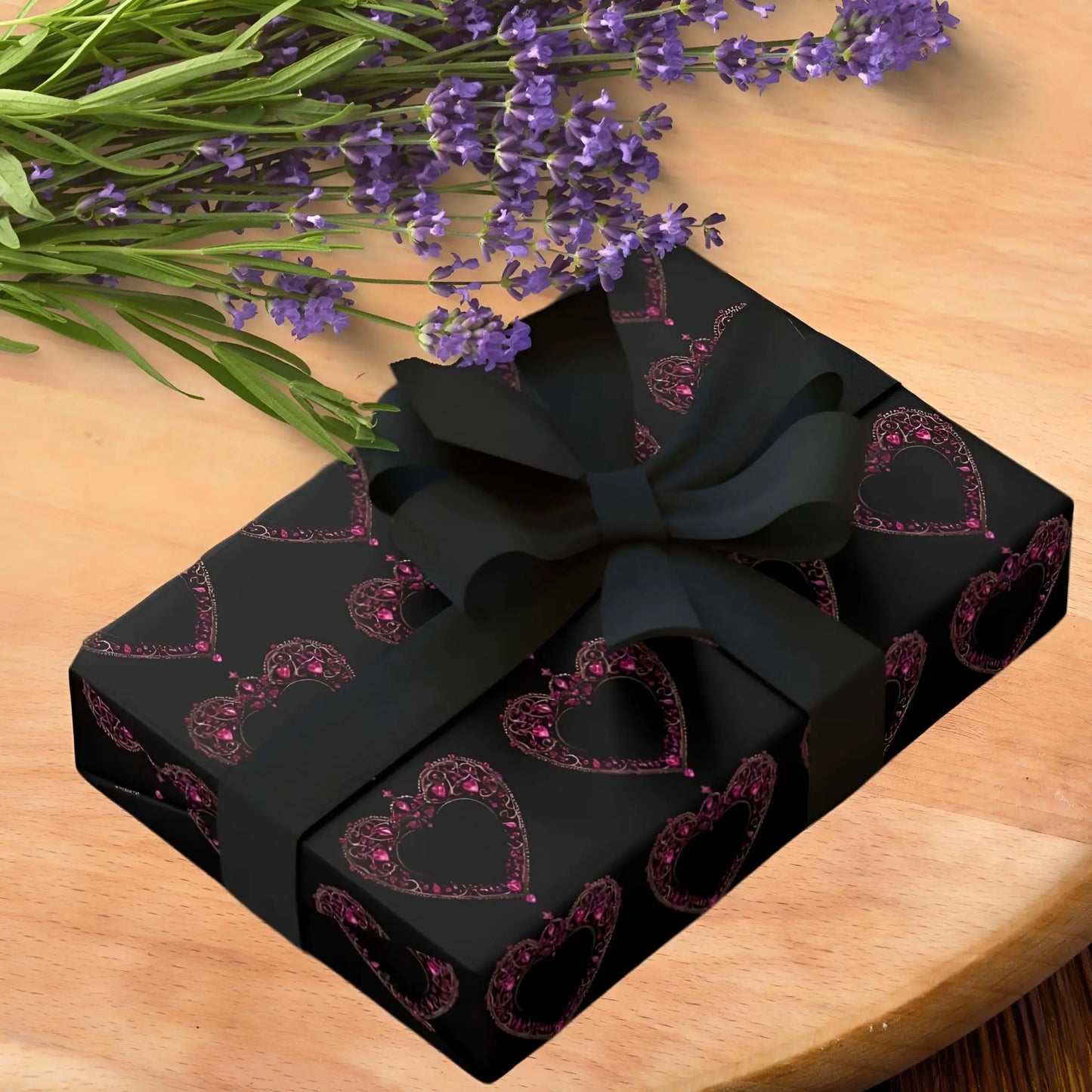 Gothic Hearts Gift Wrapping Paper Rolls, 1pc