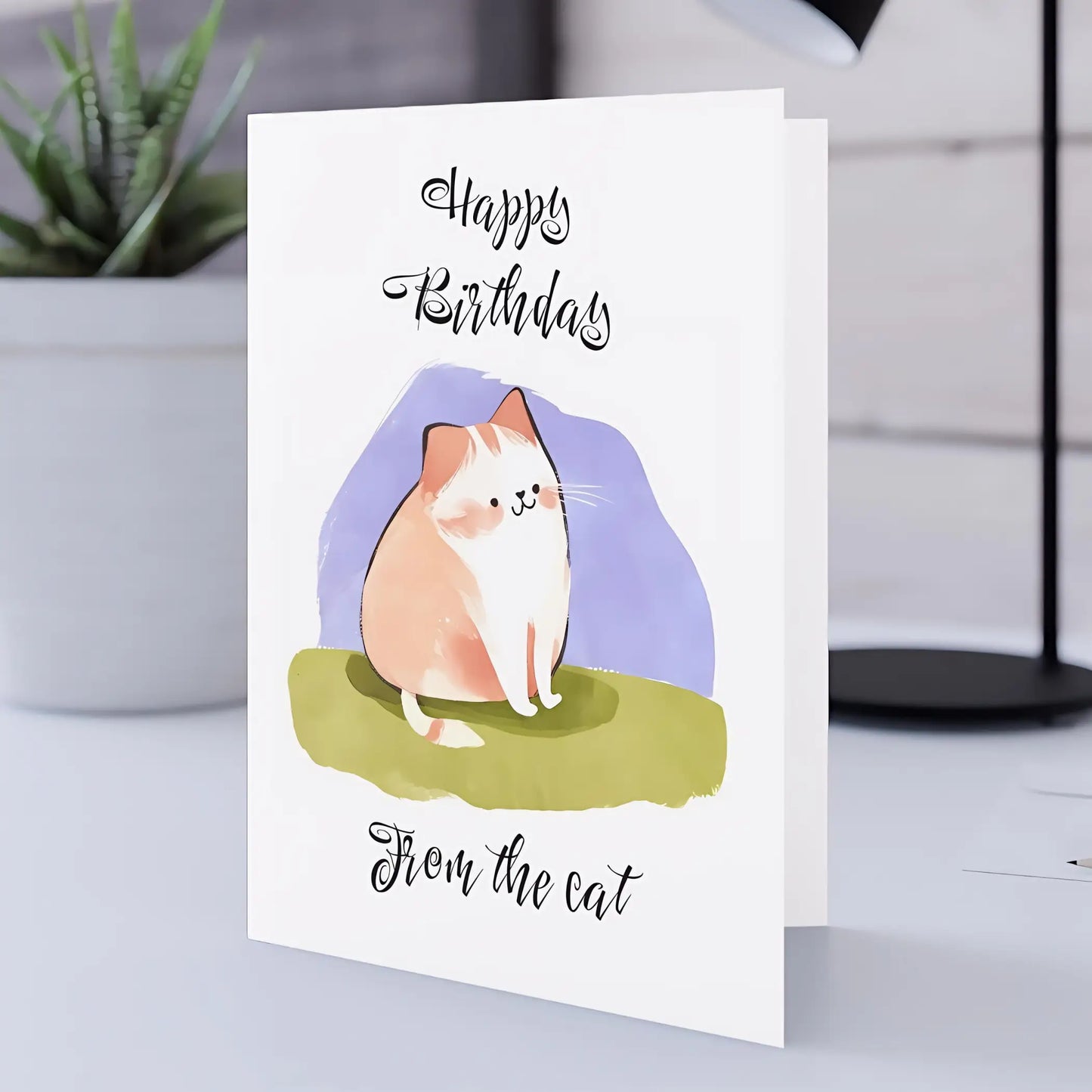 Happy Birthday From the Cat Greeting Card. - Personalised Birthday Cards