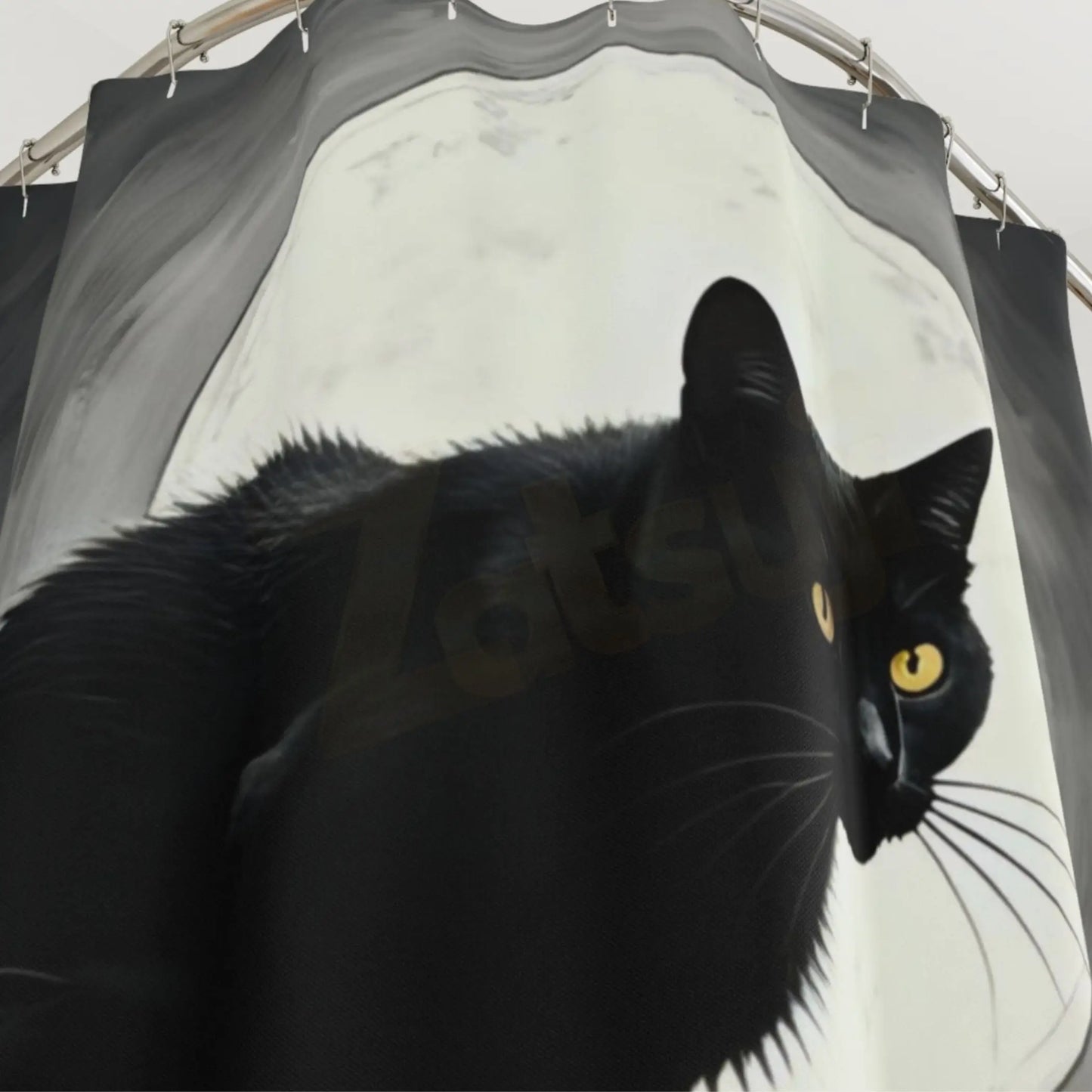 Moonlight Black Cat Shower Curtain. - 71’’ × 74’’ - Home Decor