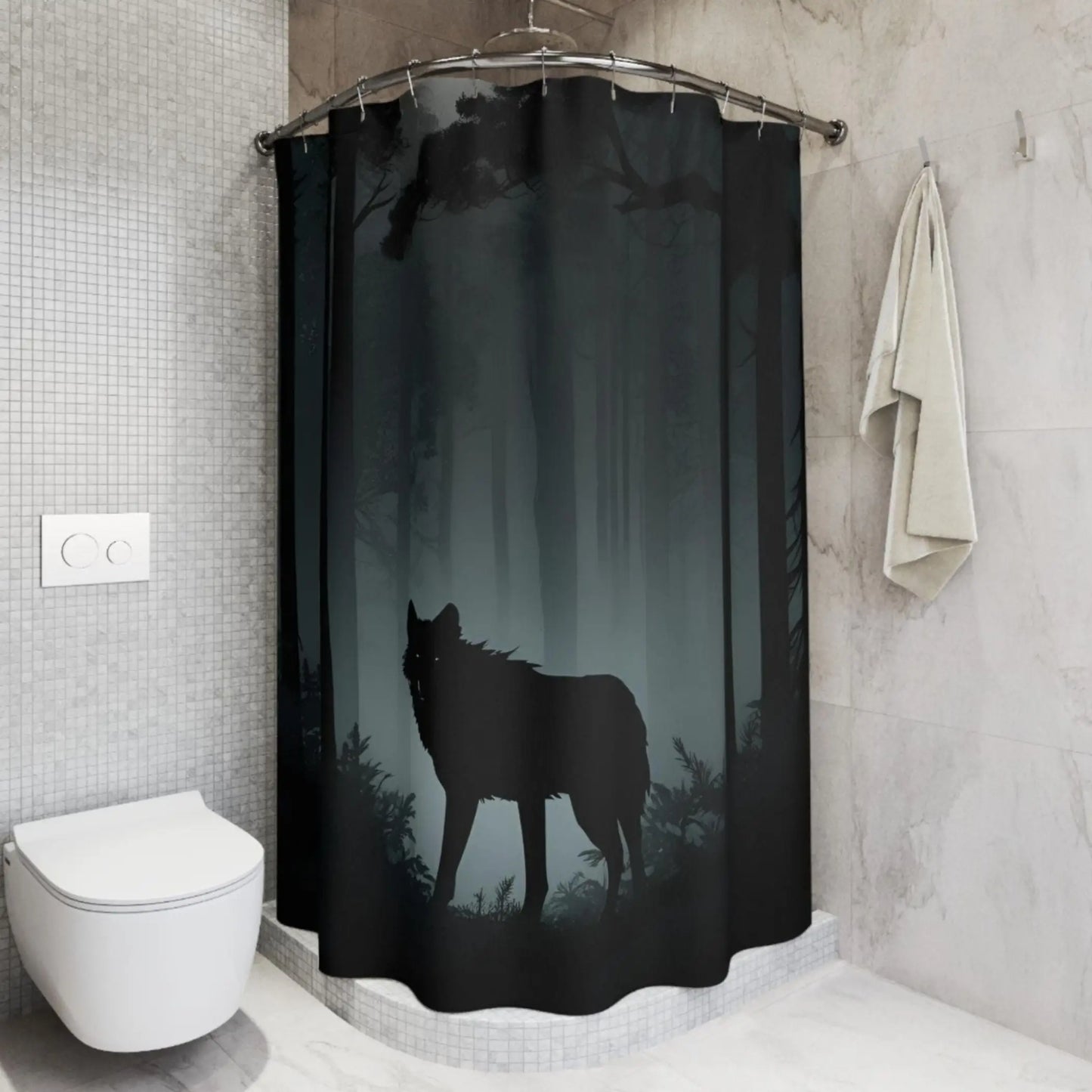 Spooky Wolf Shower Curtain. - 71’’ × 74’’ - Shower curtain