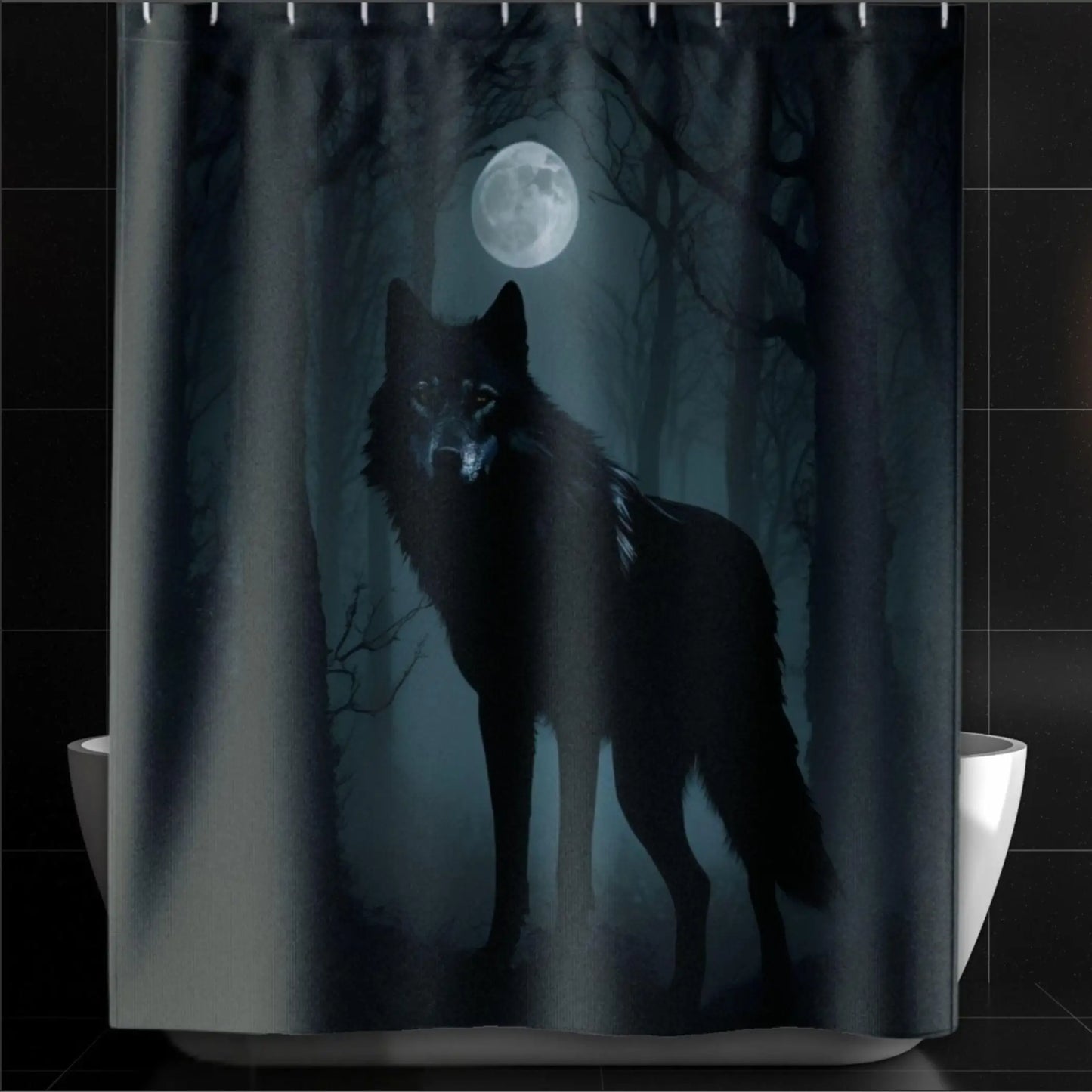 Wolf by moonlight Shower Curtain. - 71’’ × 74’’ - Shower curtain