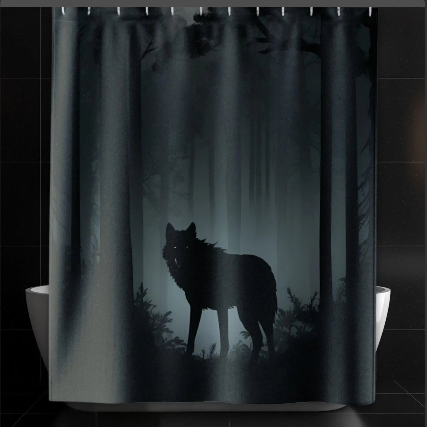 Spooky Wolf Shower Curtain. - 71’’ × 74’’ - Shower curtain