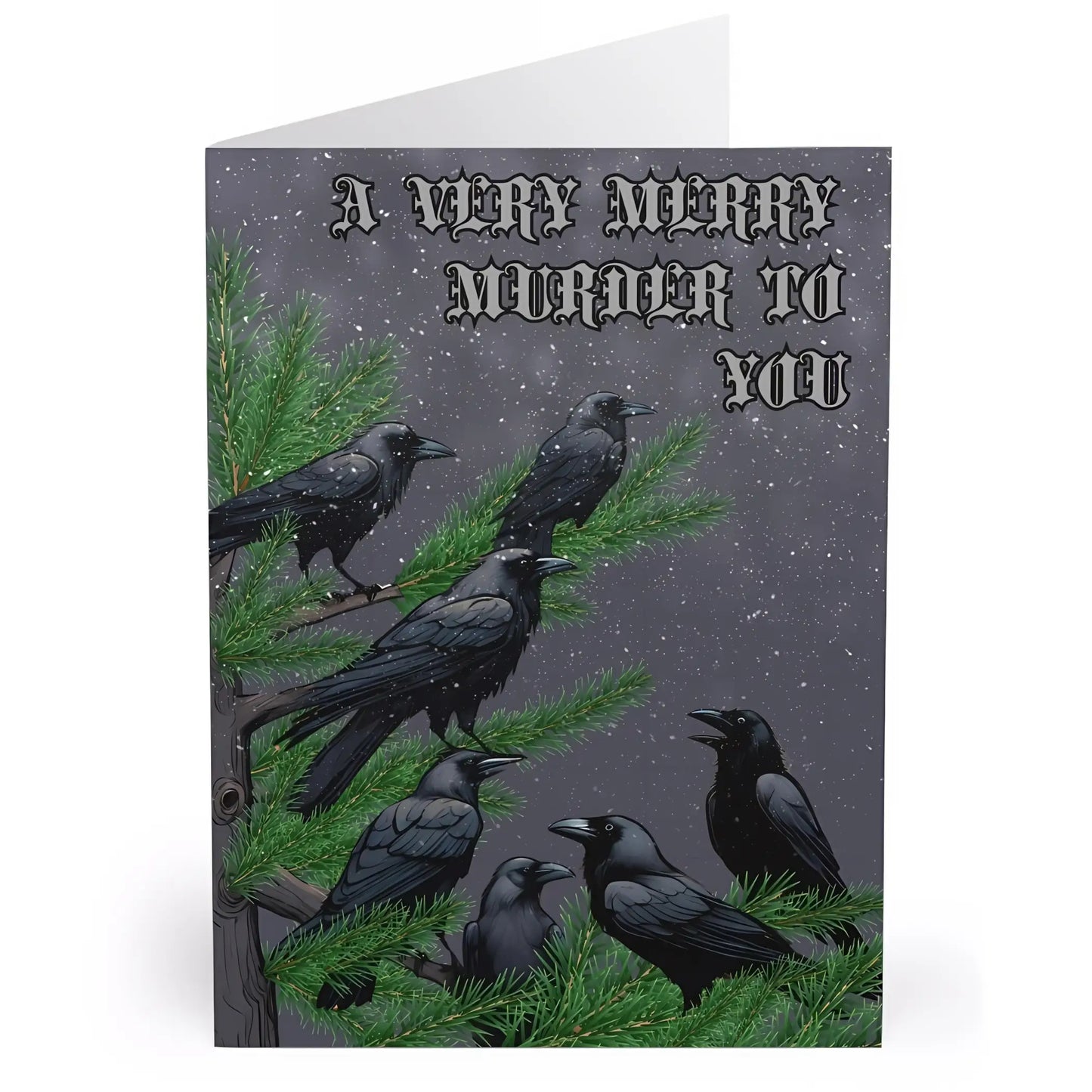 Murder of Crows Christmas Greeting Cards (5 Pack) - 5.8” x 8.2” / Semi Glossy / 5 pcs - Christmas Cards