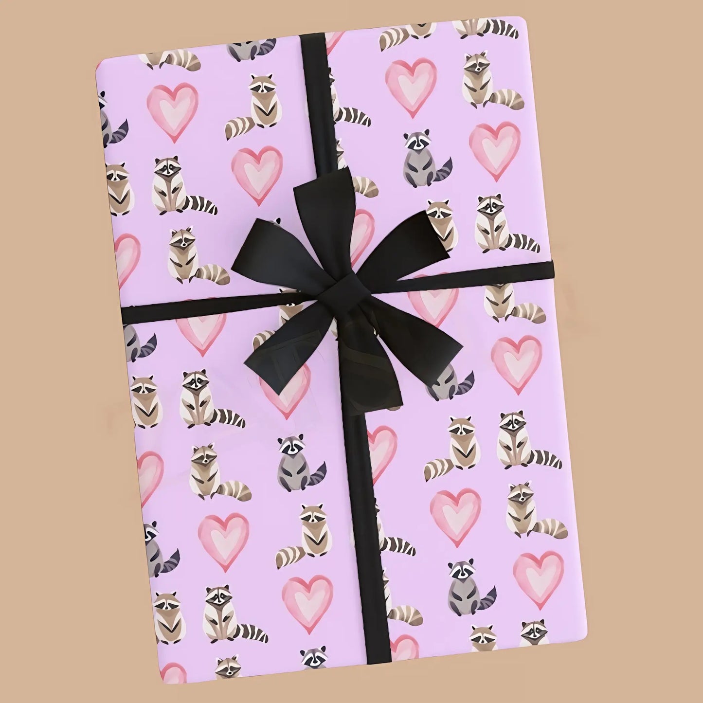 Raccoons Pink Wrapping Paper - 28’’ x 39’’ / Satin - Wrapping paper