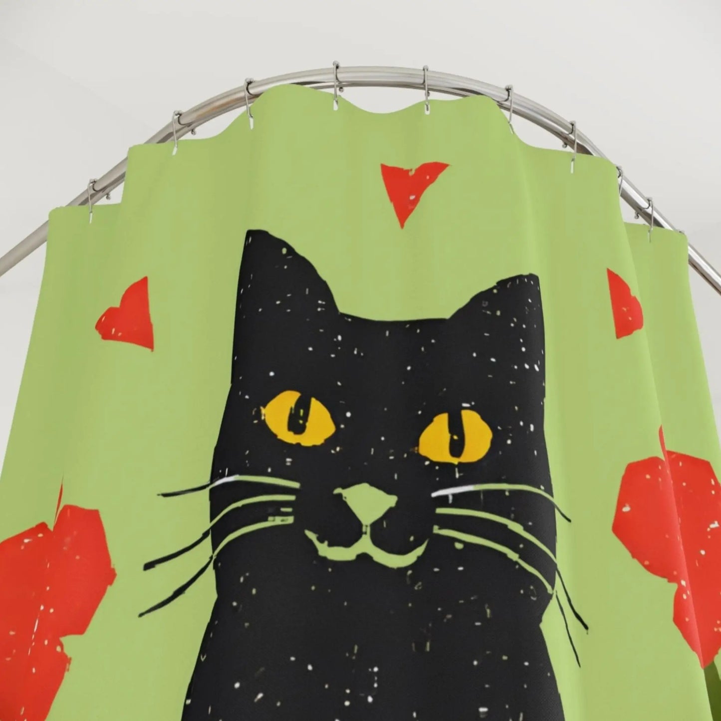 Retro Black Cat Shower Curtain - 71’’ × 74’’ - Home Decor