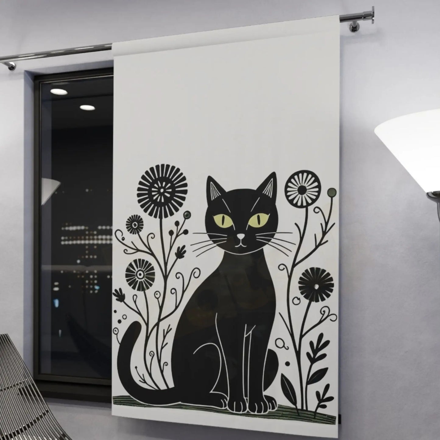 Retro Cat Blackout Curtain. - Blackout / 50’’ × 84’’ - Curtains